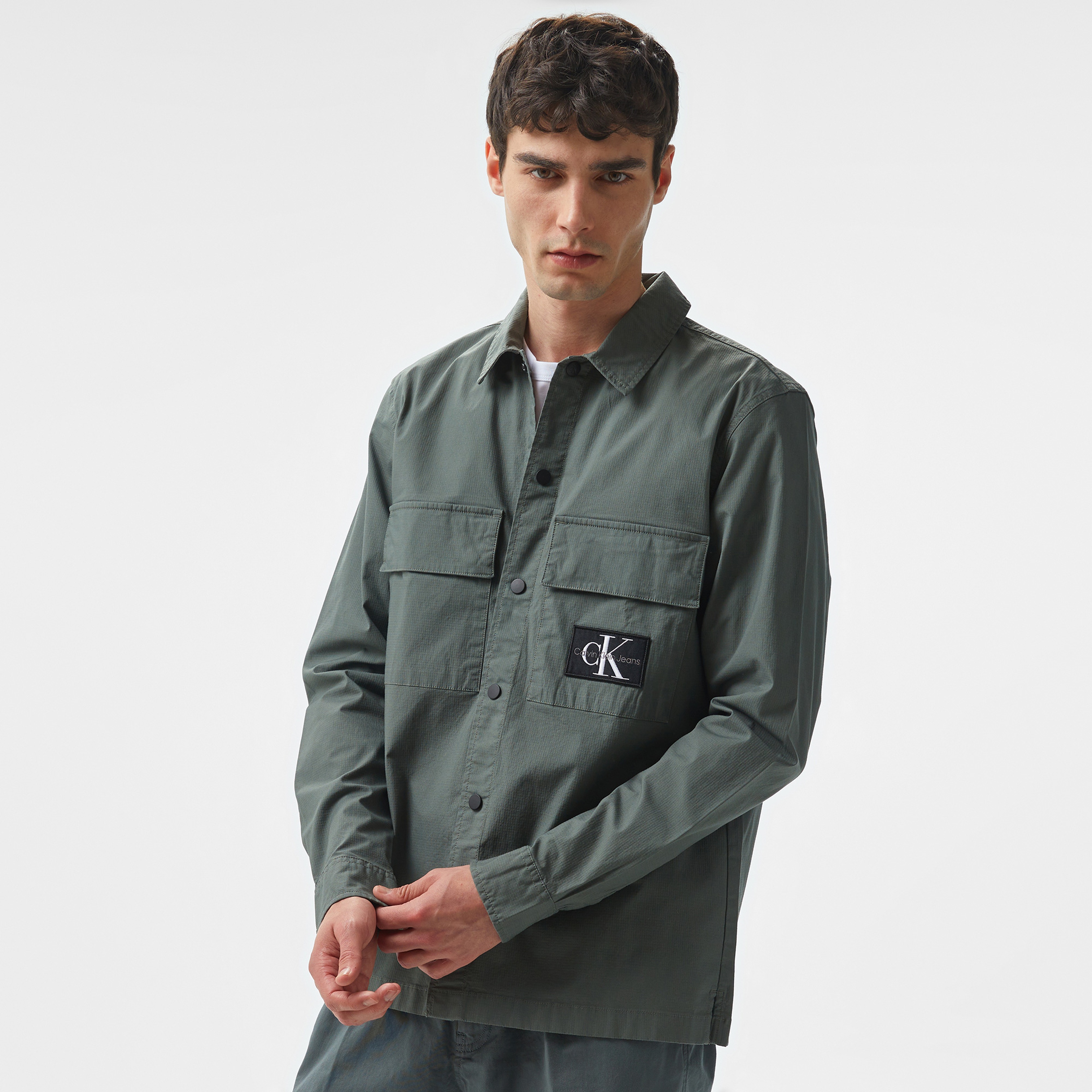 Calvin Klein Jeans Erkek Gri Gömlek