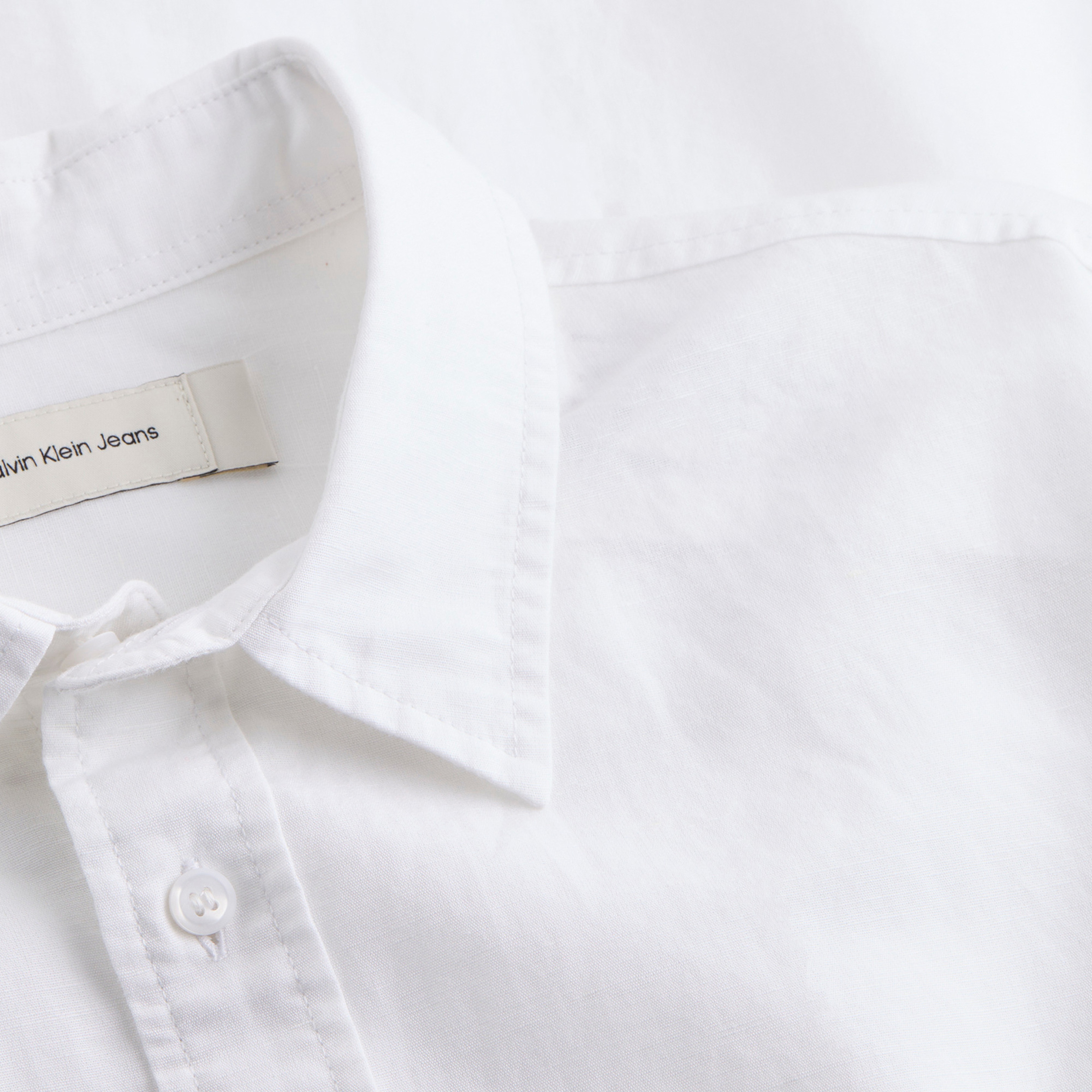 Calvin Klein Linen Cotton Erkek Beyaz Gömlek