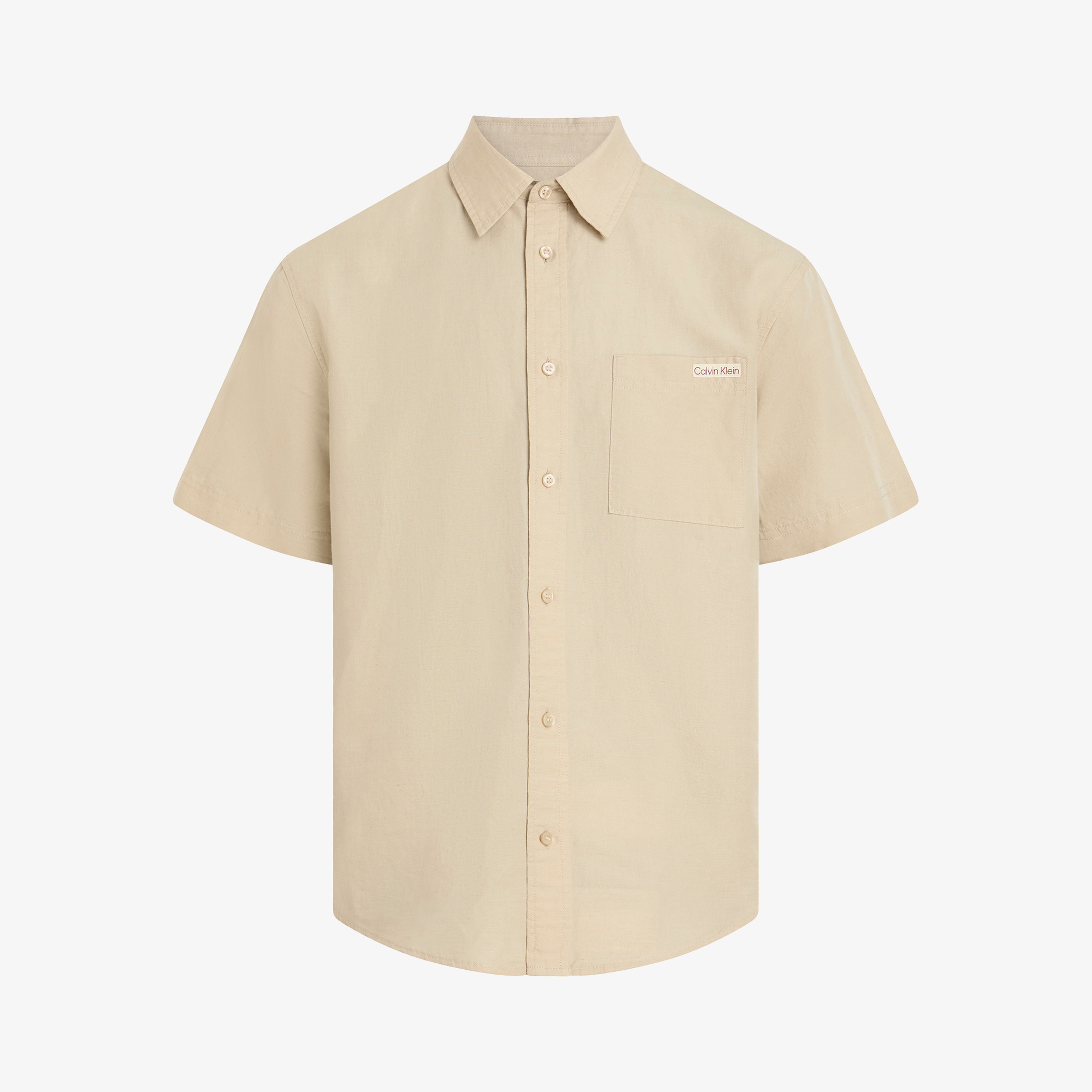 Calvin Klein Linen Cotton Erkek Gri Gömlek