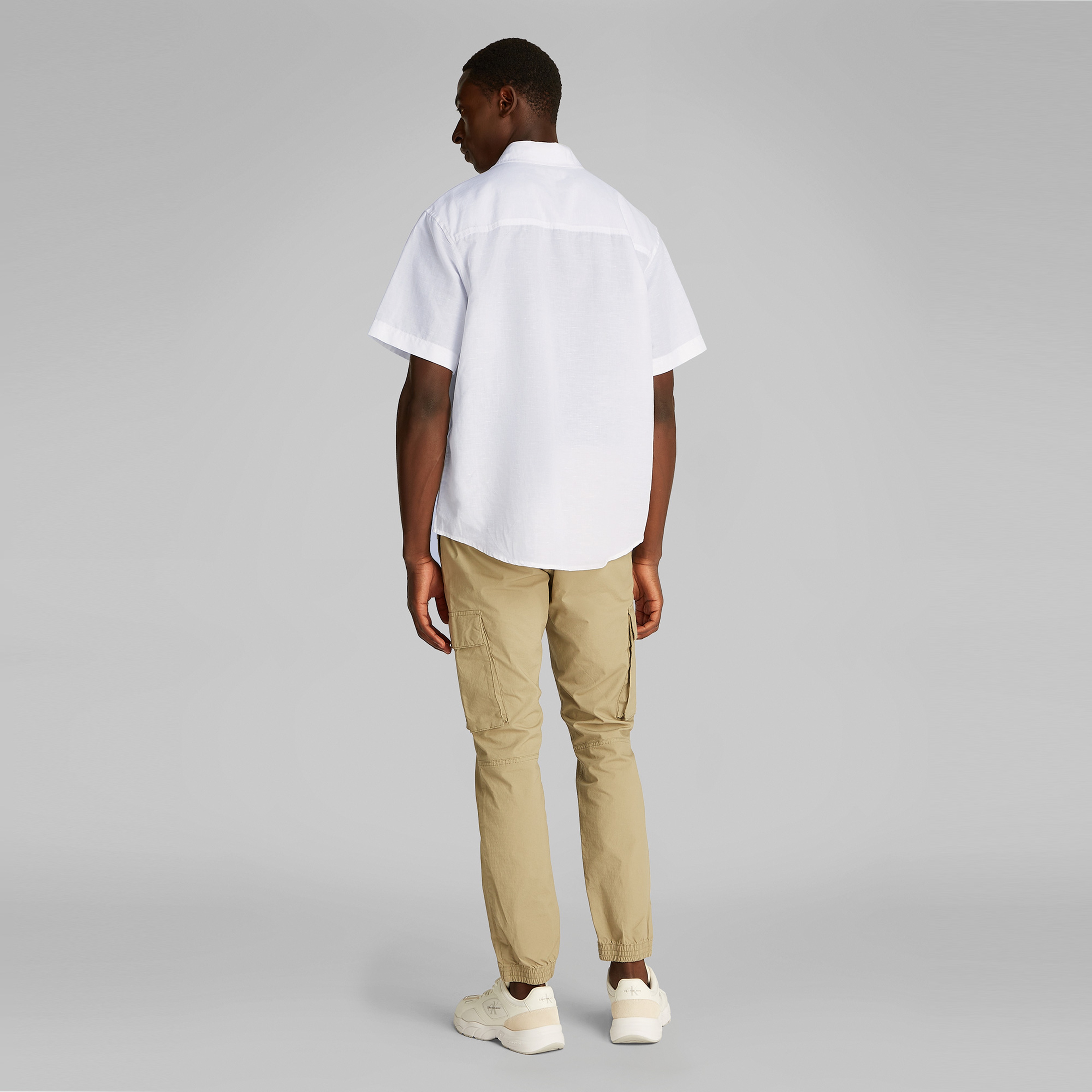 Calvin Klein Linen Cotton Erkek Beyaz Gömlek