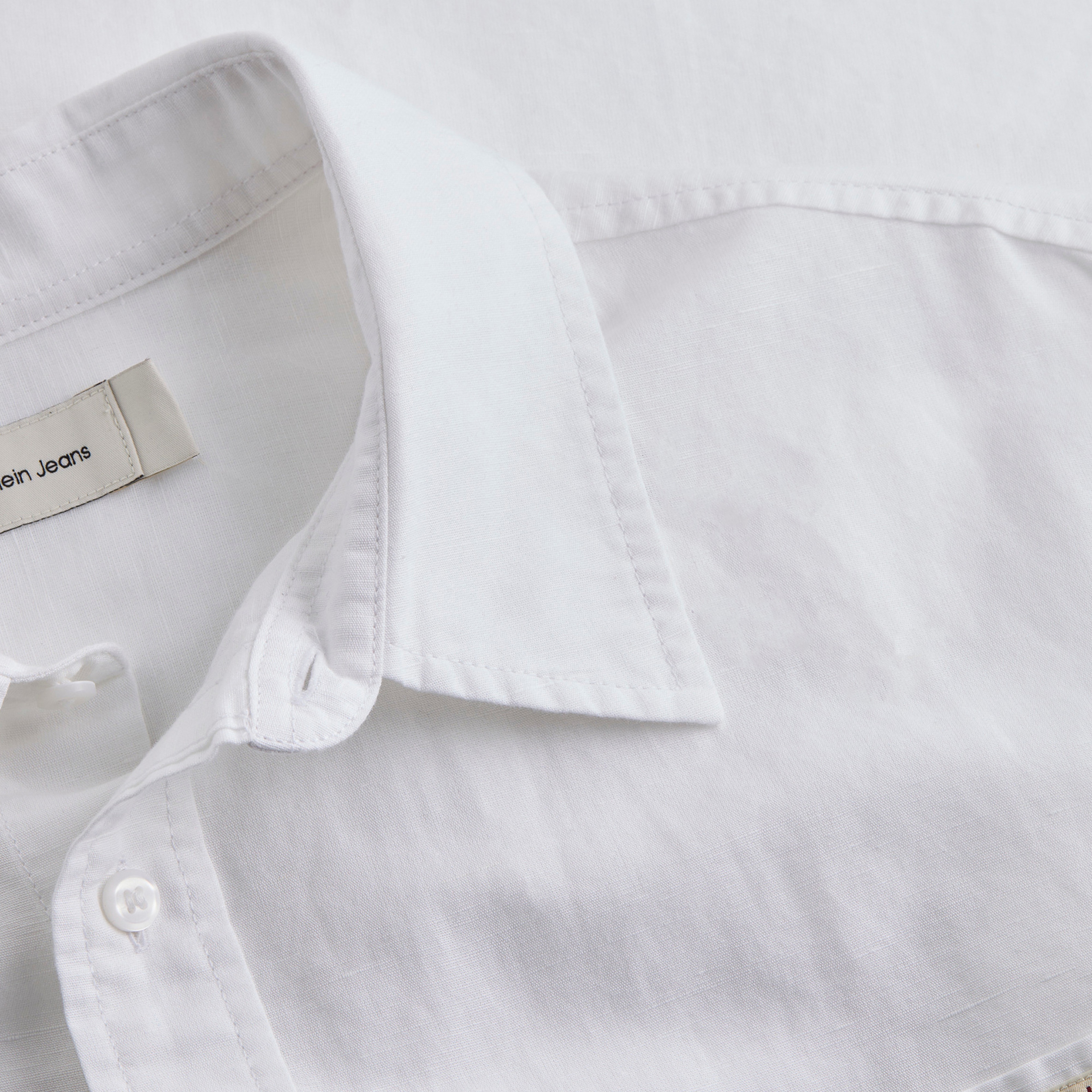Calvin Klein Linen Cotton Erkek Beyaz Gömlek