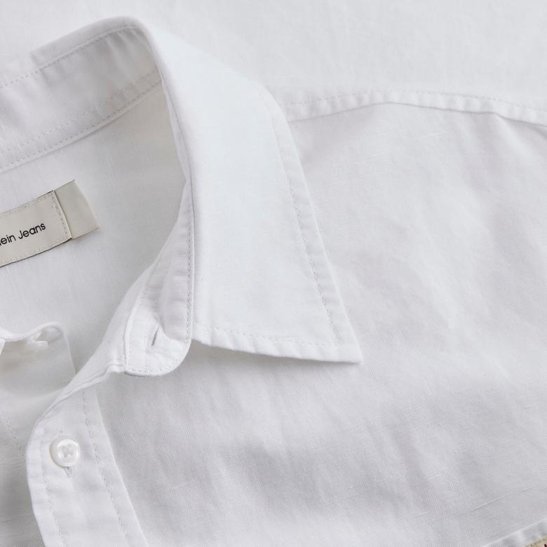 Calvin Klein Linen Cotton Erkek Beyaz Gömlek