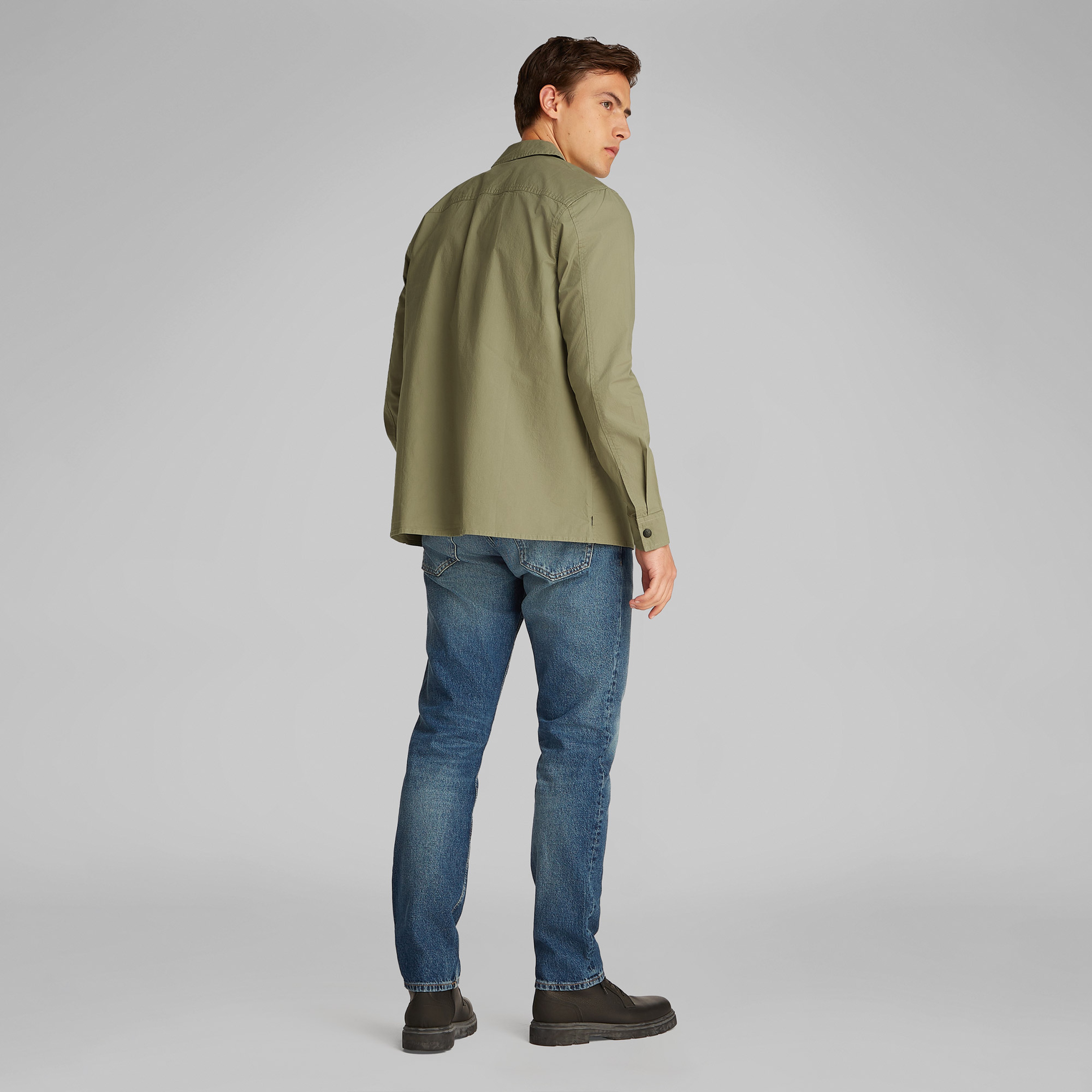Calvin Klein Cargo Cotton Ripstop Overshirt Erkek Yeşil Gömlek