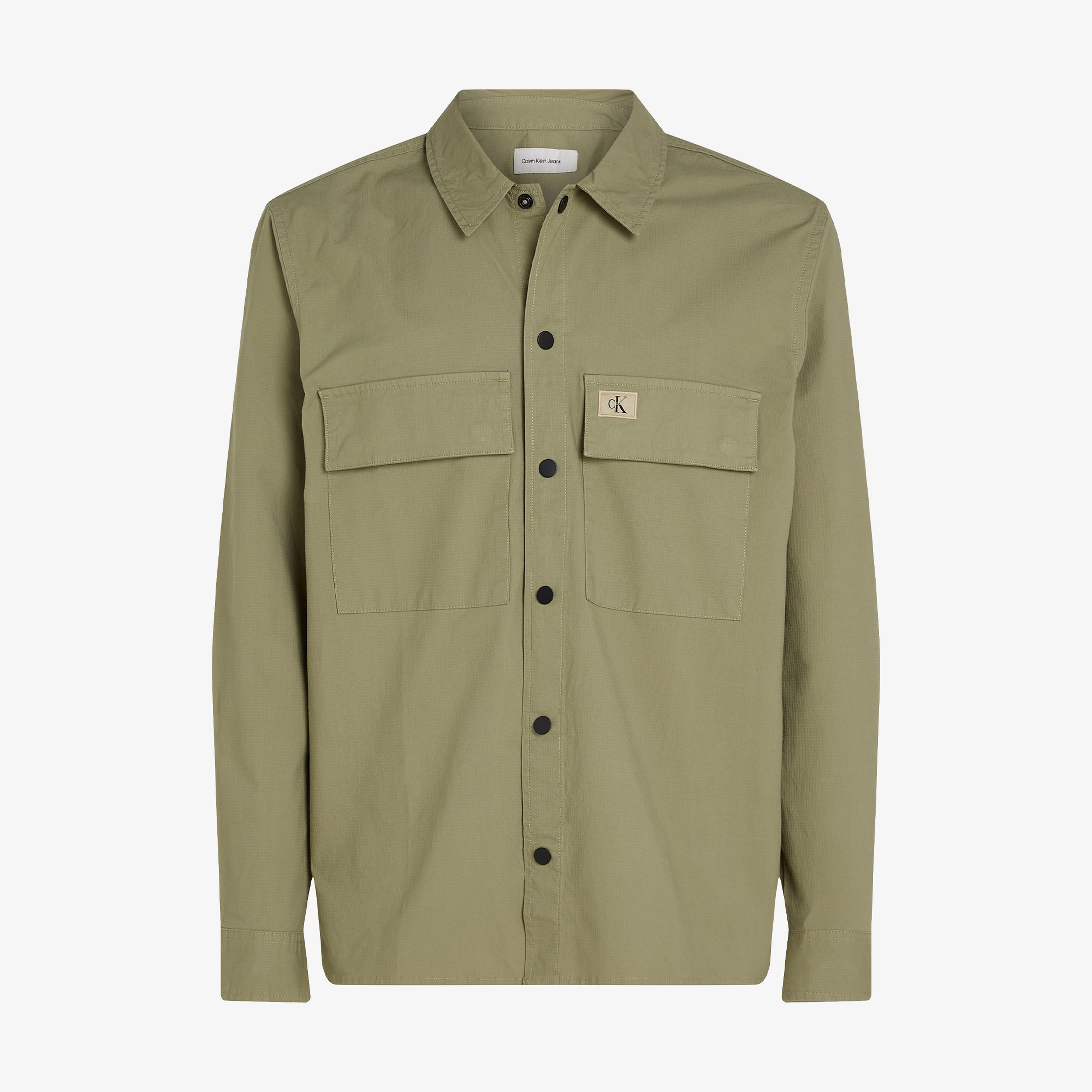 Calvin Klein Cargo Cotton Ripstop Overshirt Erkek Yeşil Gömlek