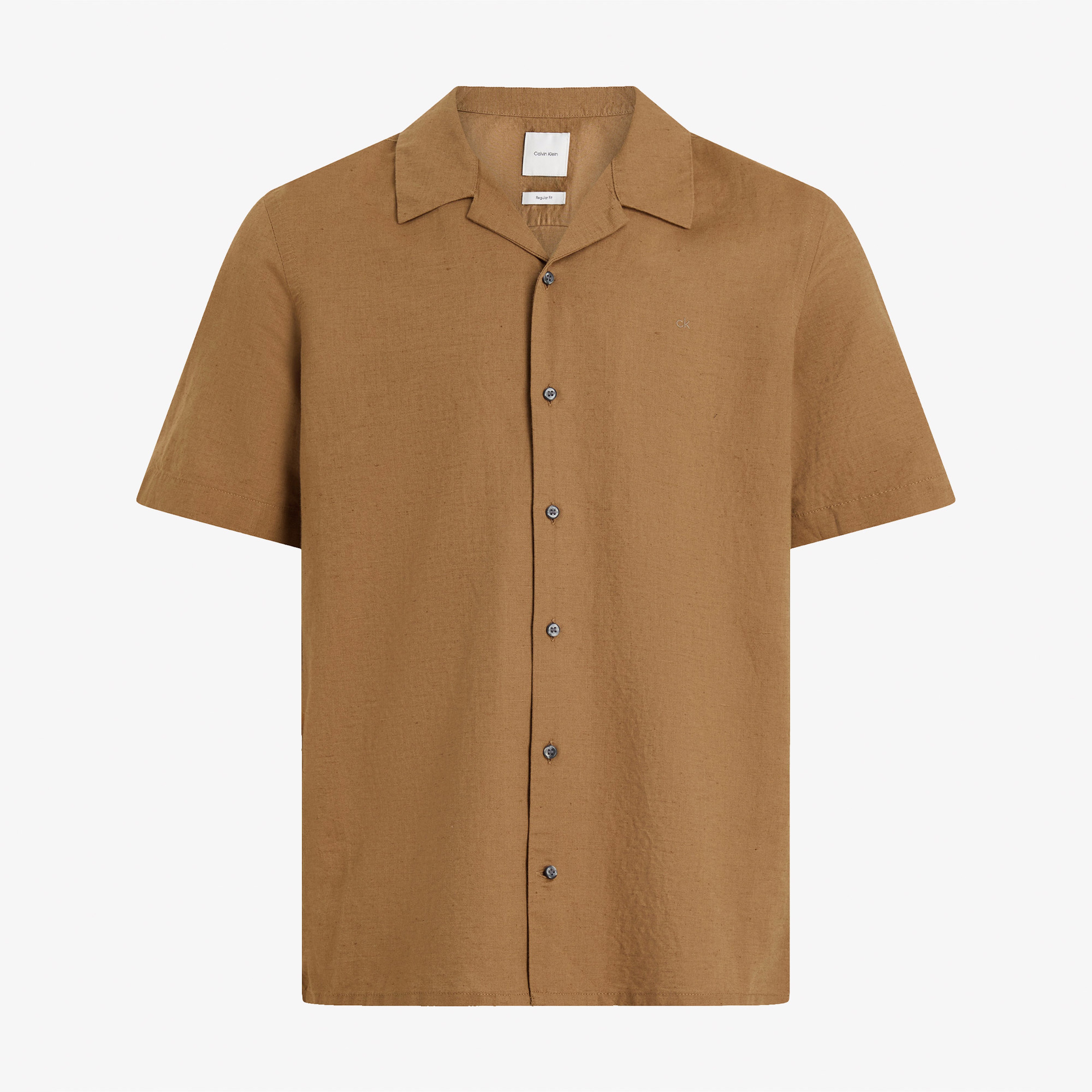 Calvin Klein Cotton Cuban Erkek Kahverengi Gömlek