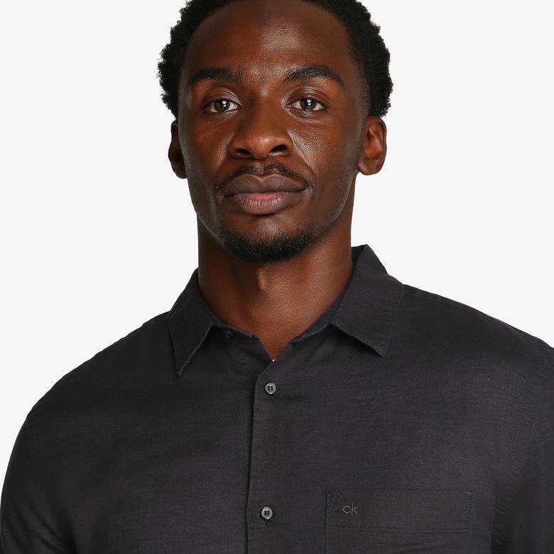 Calvin Klein Cotton Regular Erkek Siyah Gömlek