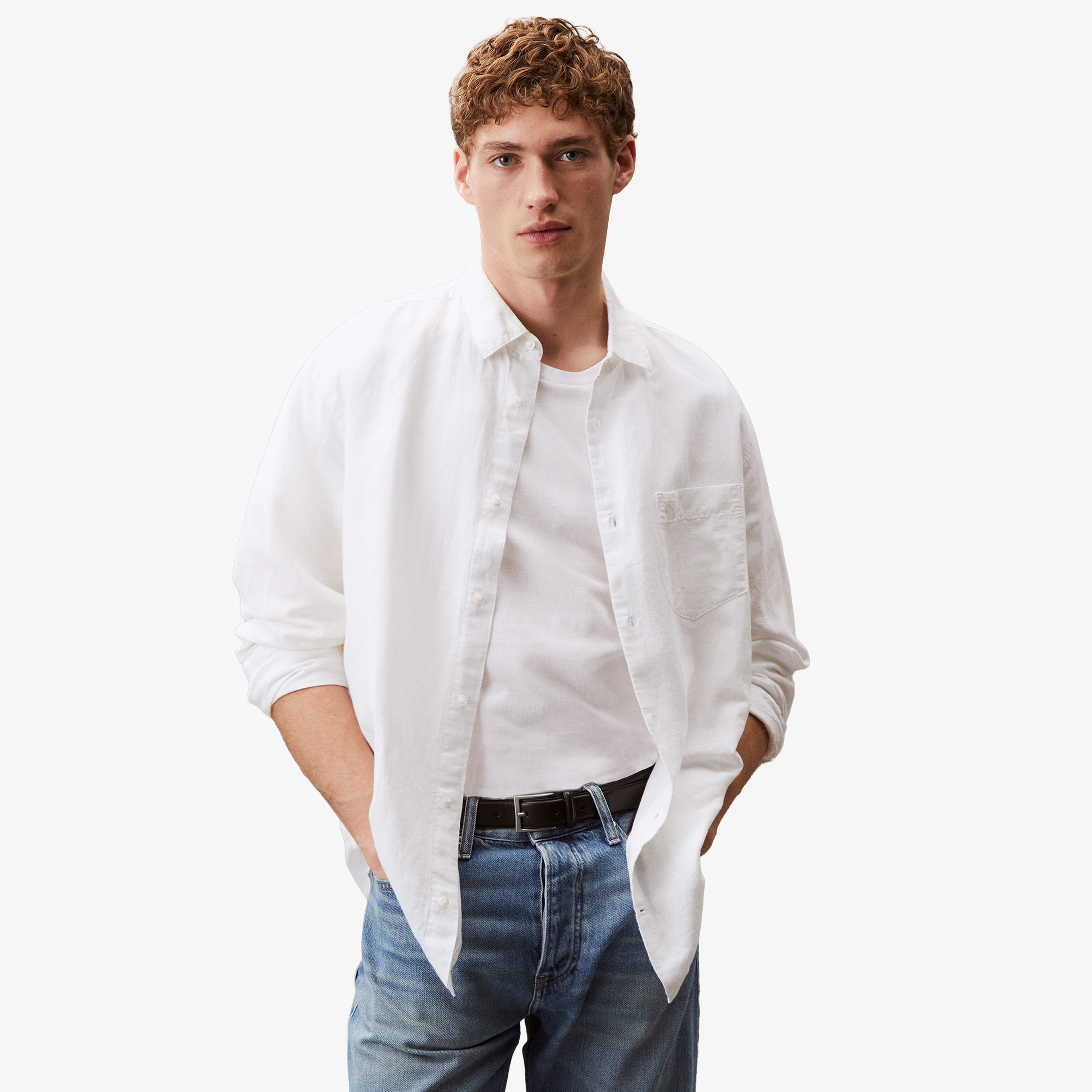 Calvin Klein Cotton Regular Erkek Beyaz Gömlek