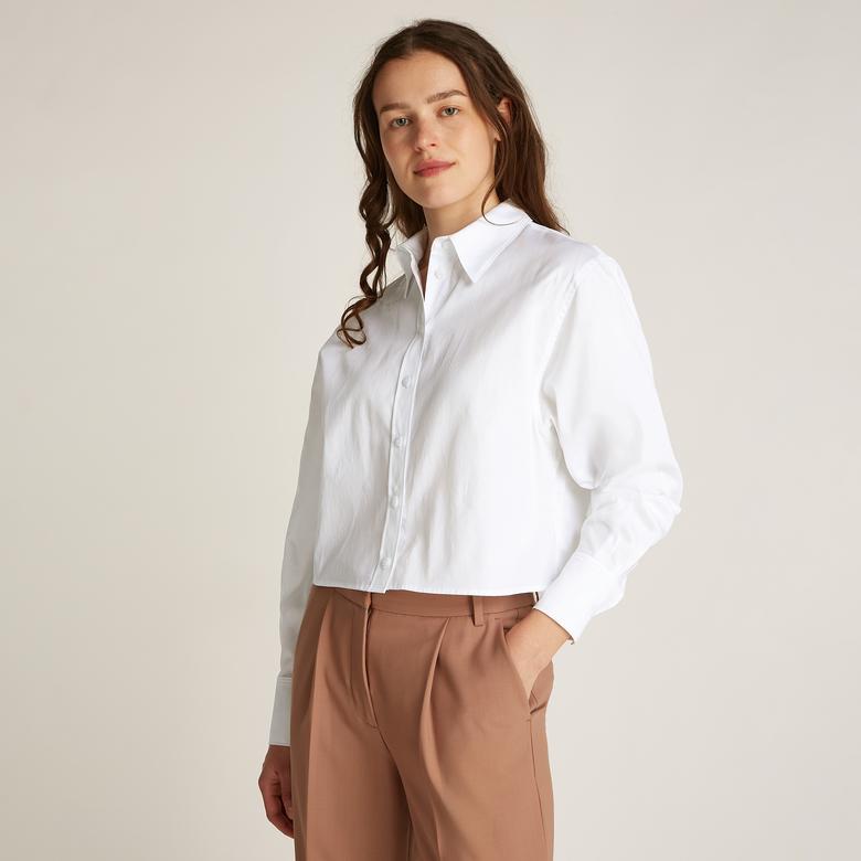 Calvin Klein Soft Cotton Modern Kadın Beyaz Gömlek