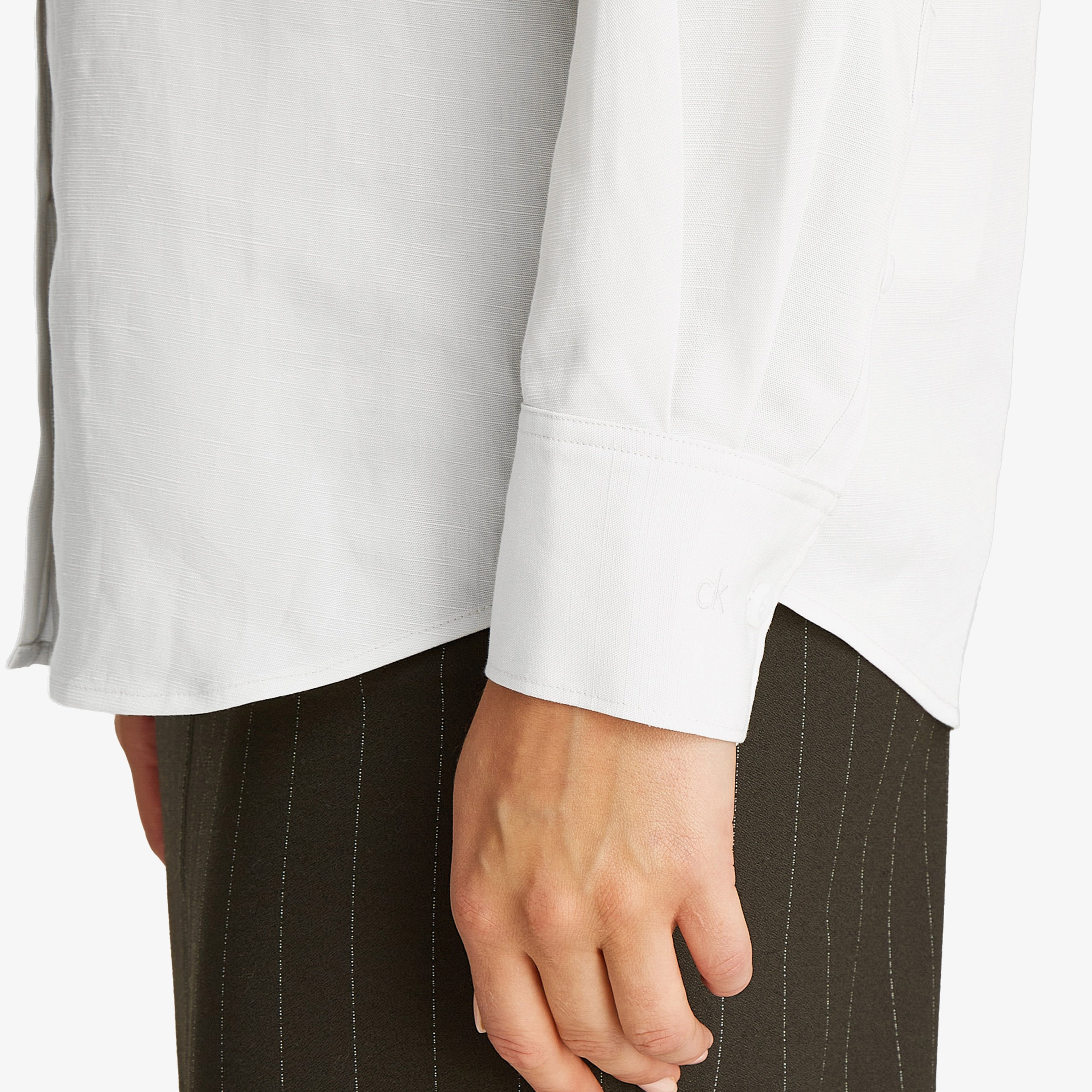 Calvin Klein Linen Blend Regular Kadın Bej Gömlek