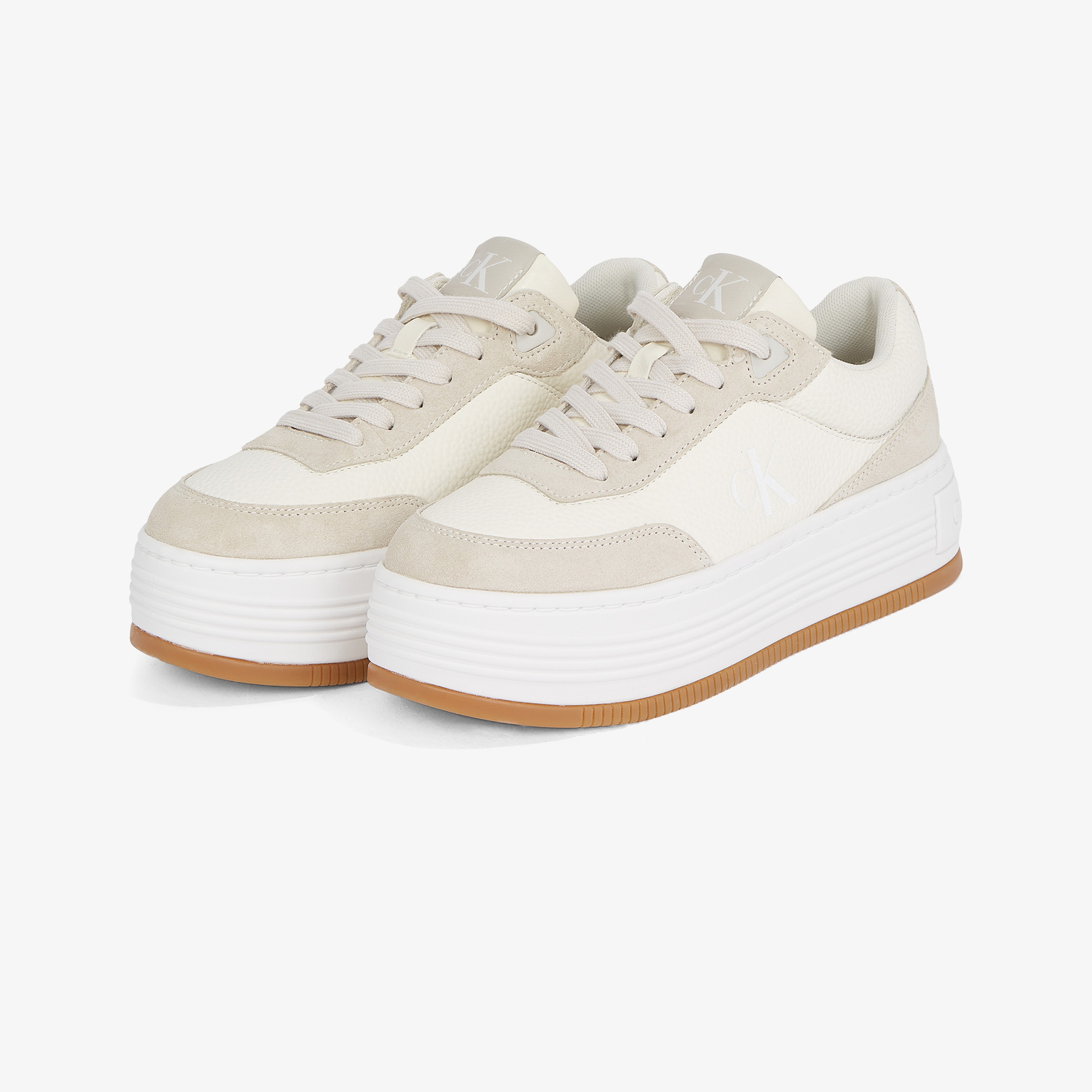Calvin Klein Bold Flatf Low Lace Tumb Kadın Krem Sneaker
