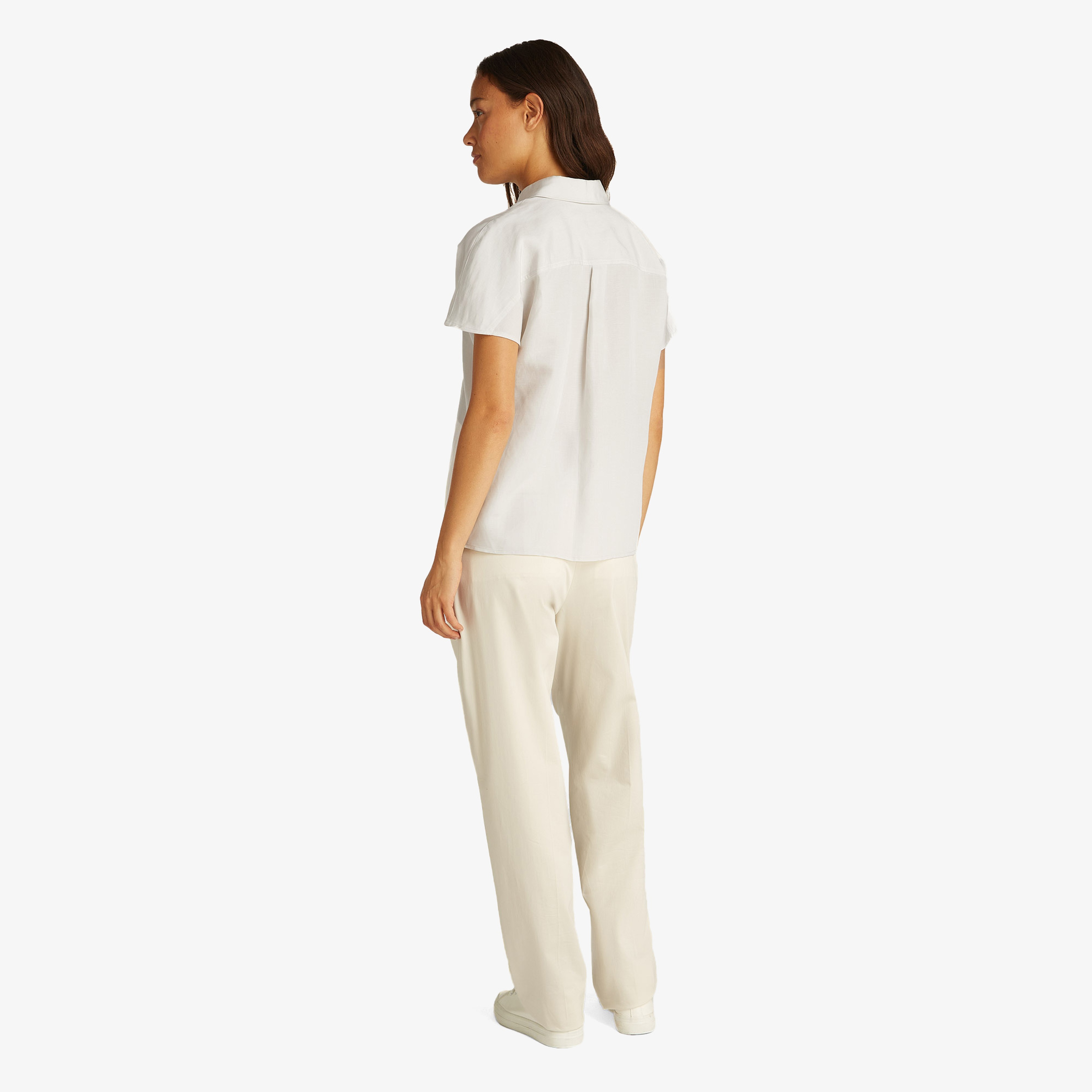 Calvin Klein Linen Blend Kadın Bej Gömlek