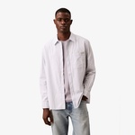 Calvin Klein Stripe Oxford Relaxed Erkek Mor Gömlek