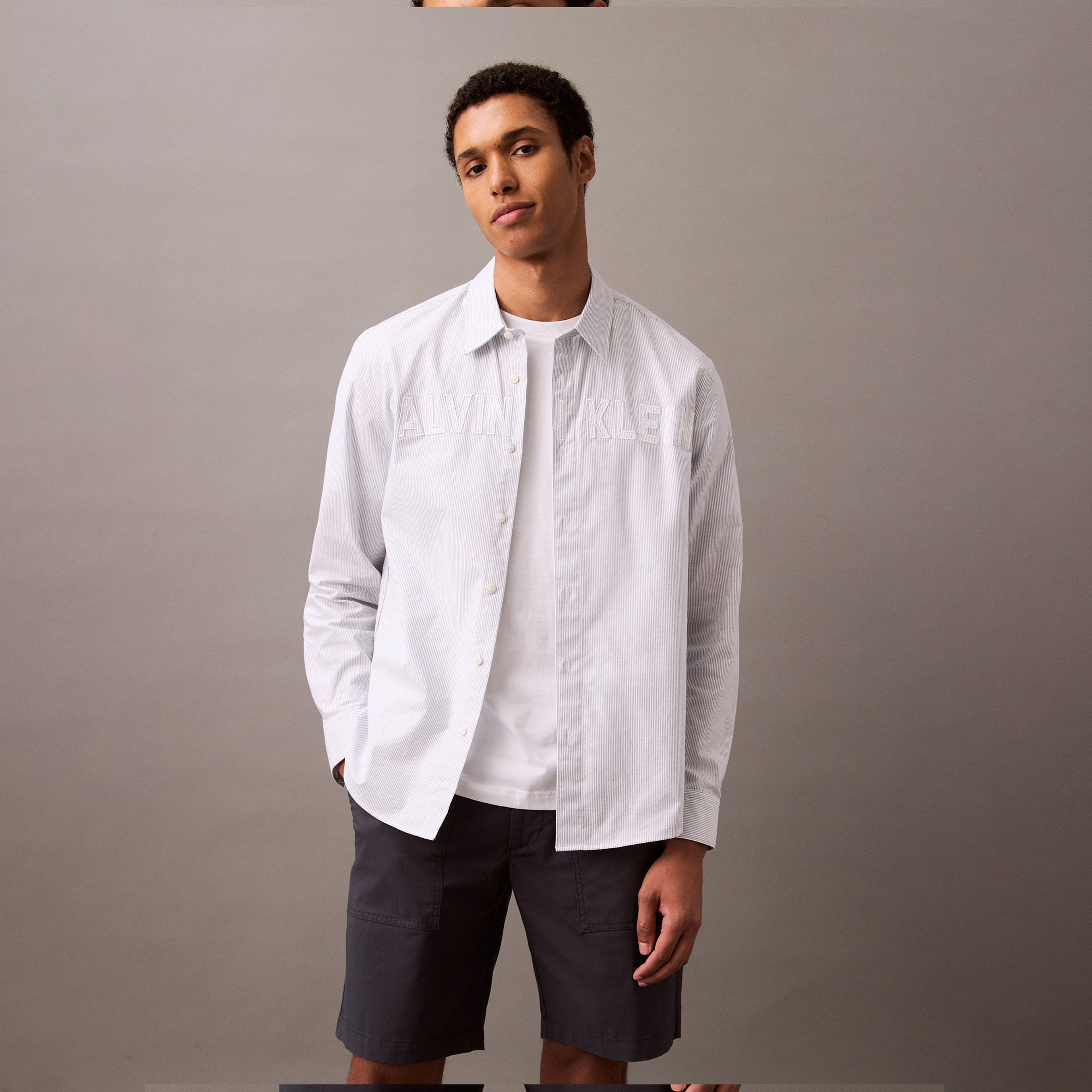 Calvin Klein Oxford Logo Erkek Beyaz Gömlek