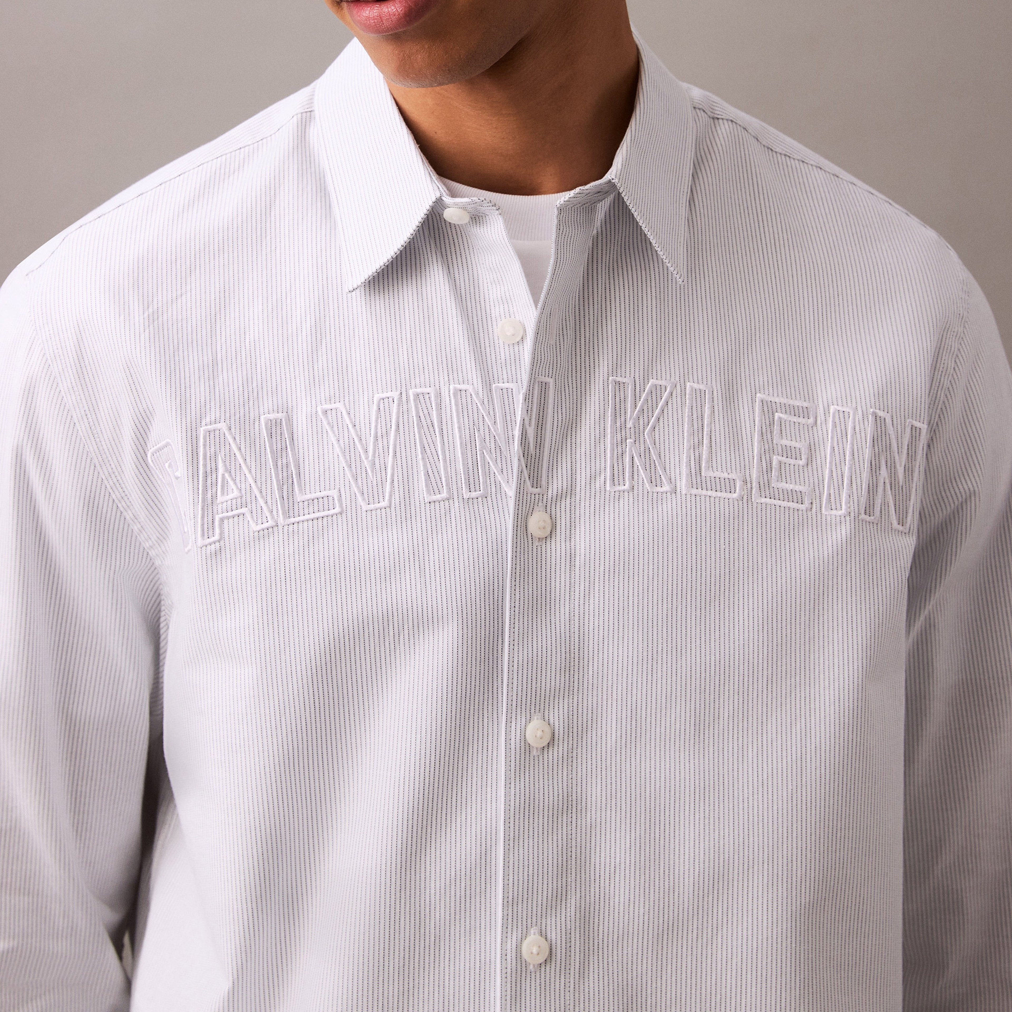 Calvin Klein Oxford Logo Erkek Beyaz Gömlek