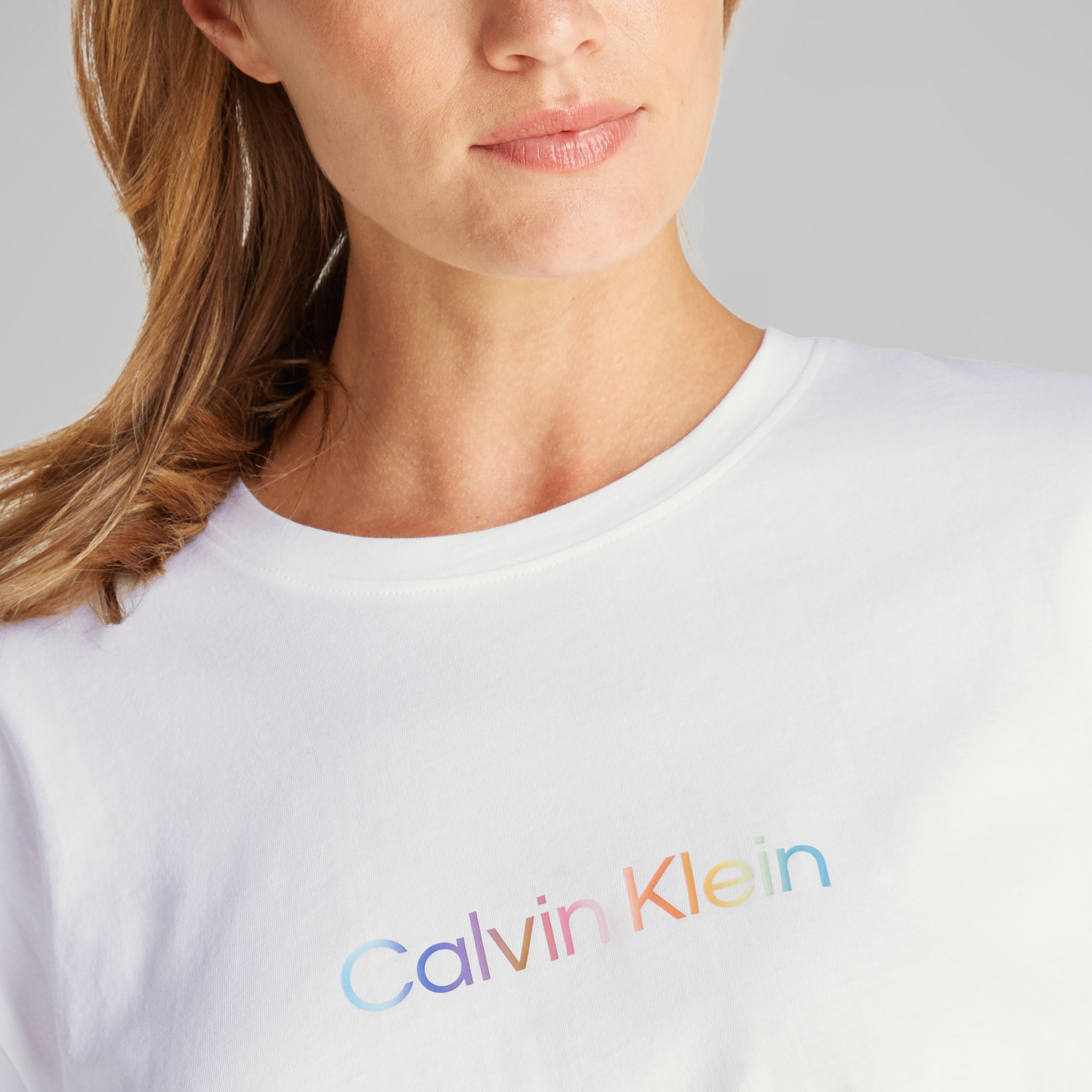 Calvin Klein Cotton Boxy Crop Pride Kadın Beyaz T-Shirt