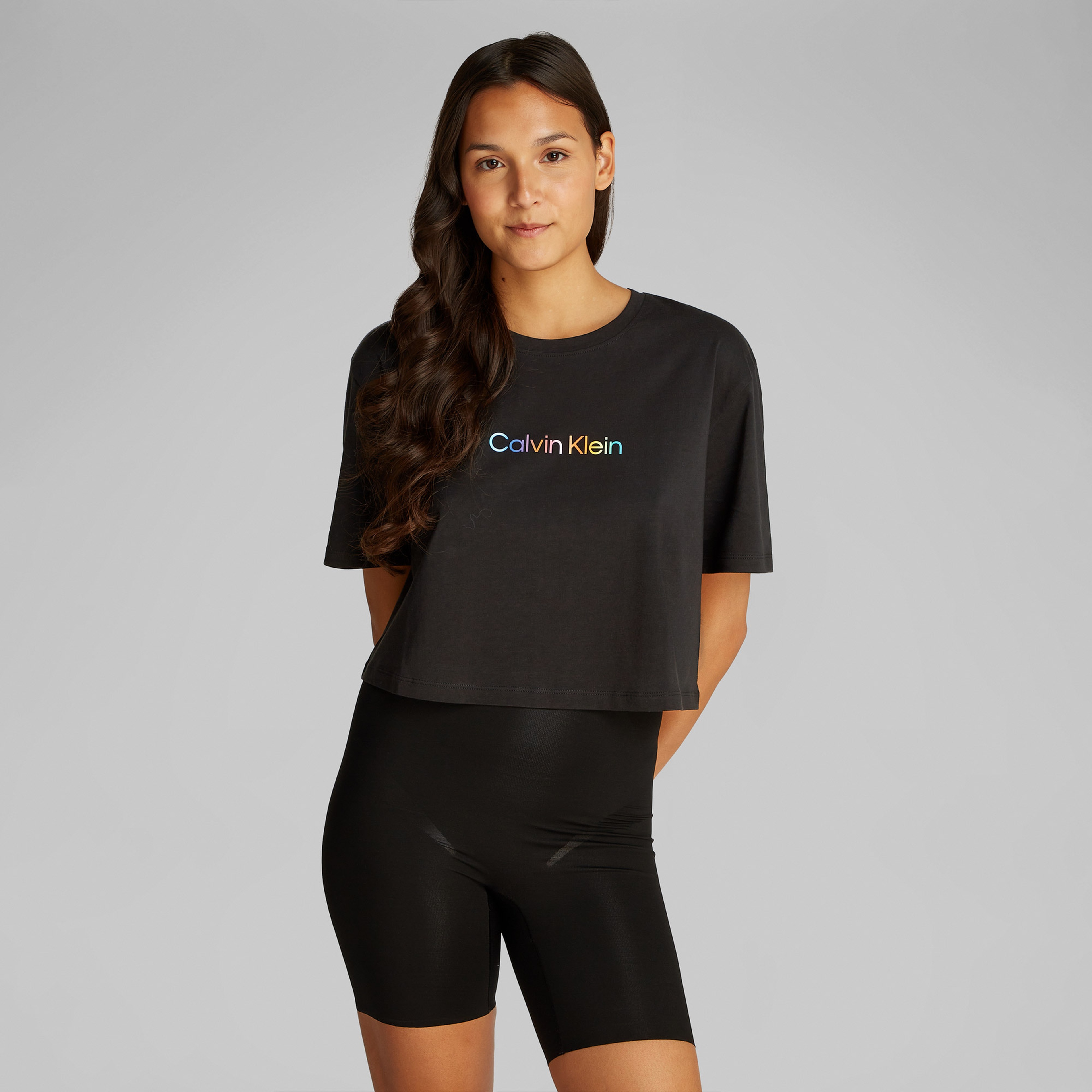 Calvin Klein Cotton Boxy Pride Kadın Siyah T-Shirt