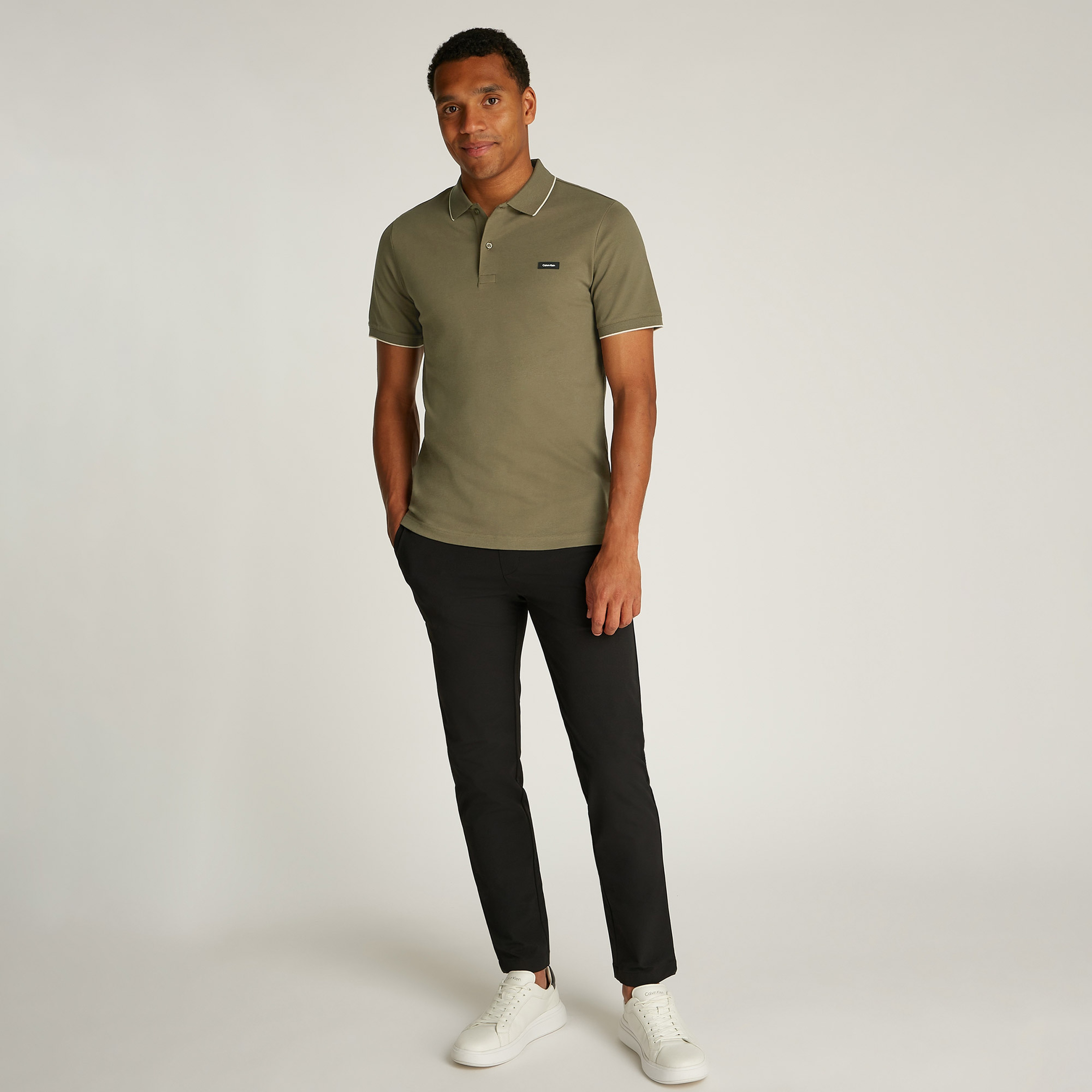 Calvin Klein Erkek Haki Polo