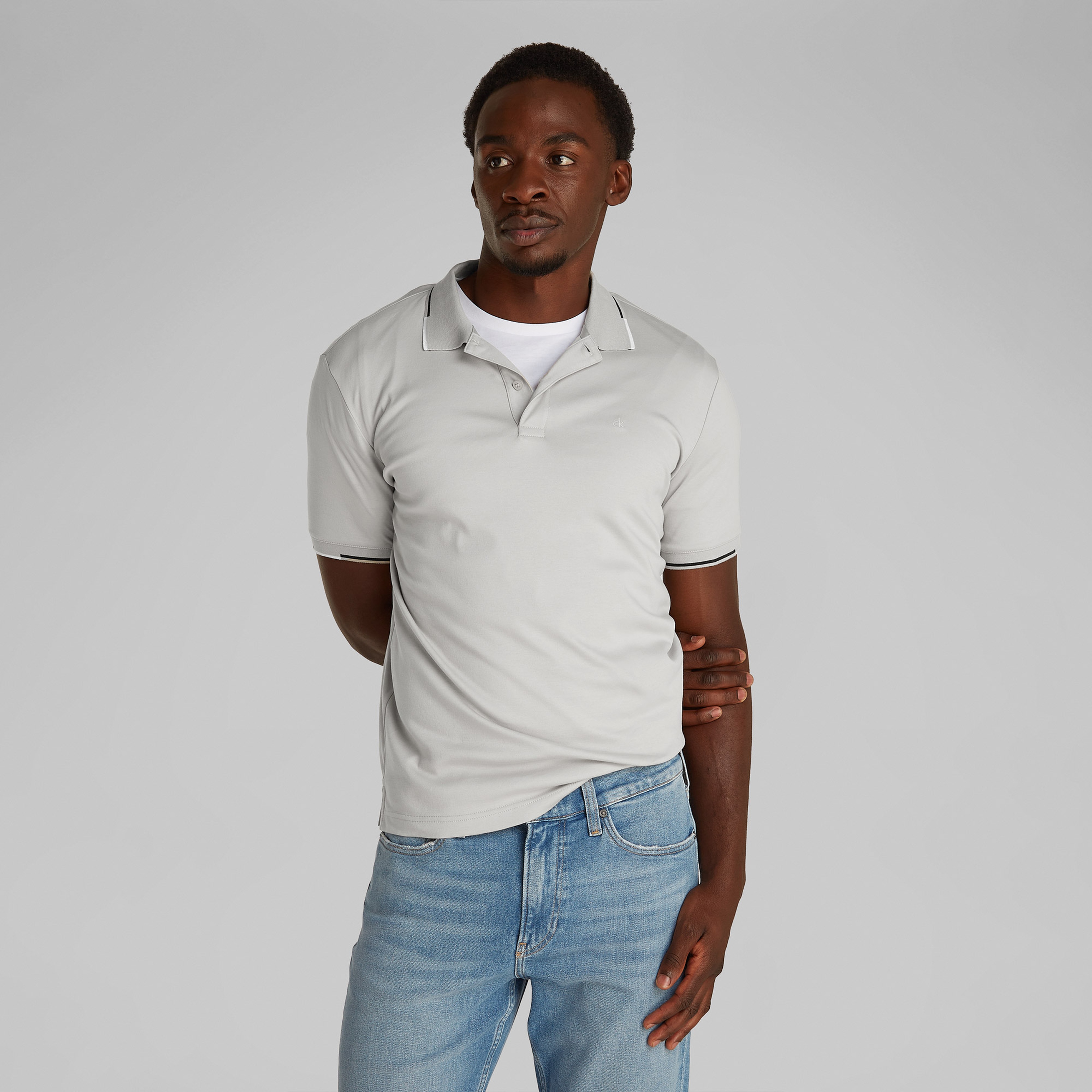 Calvin Klein Erkek Gri Polo