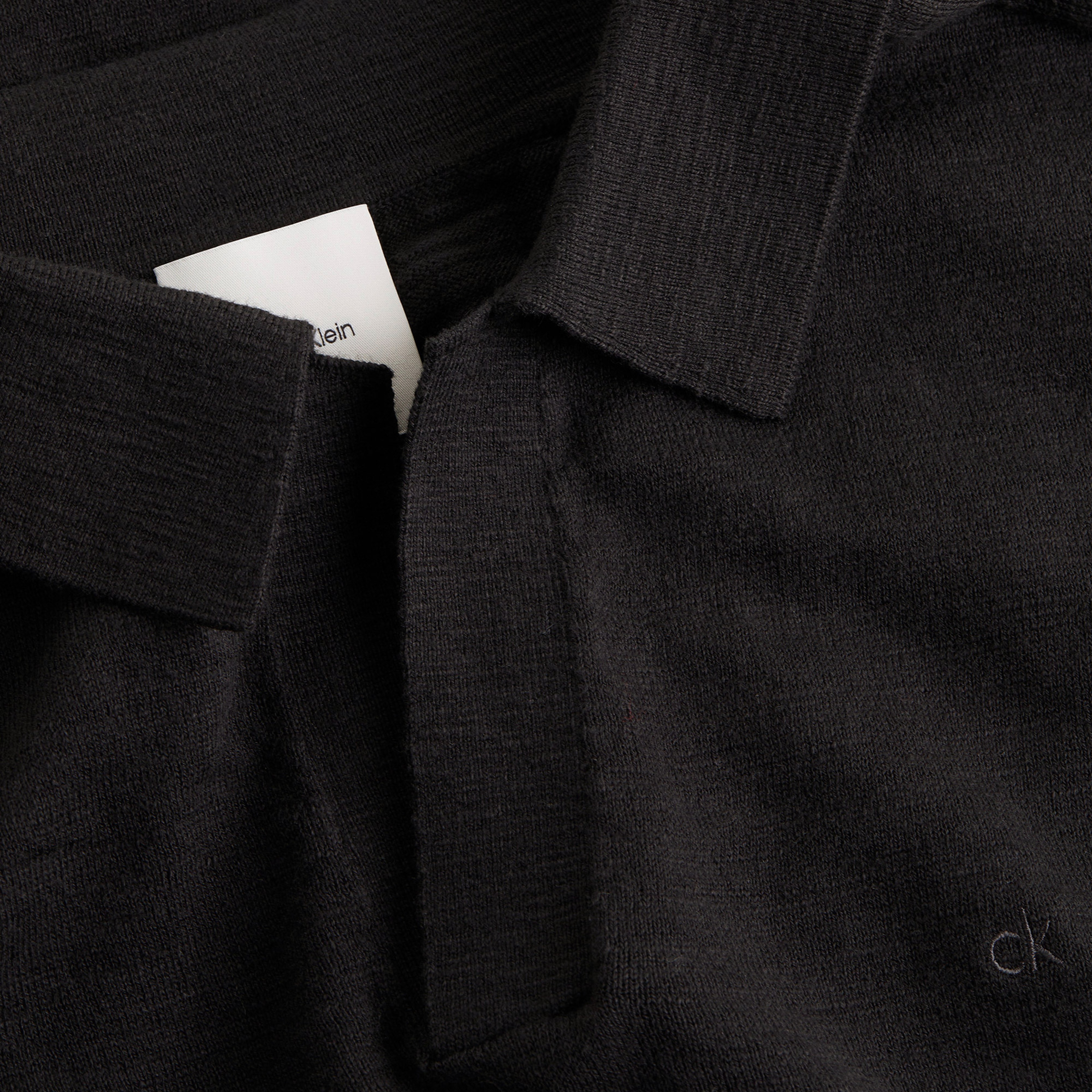 Calvin Klein Linen Cotton Cuban Collar Erkek Siyah Polo