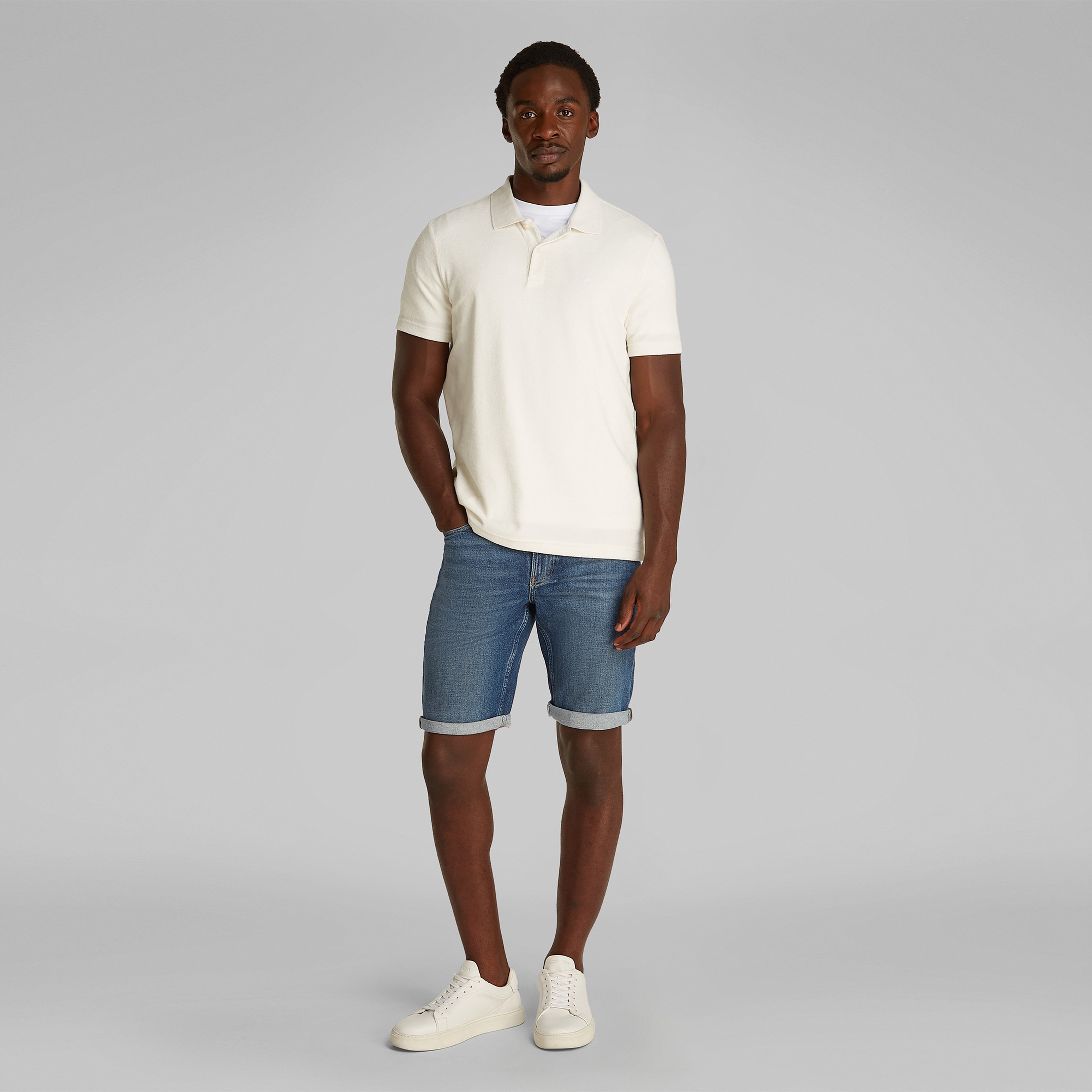 Calvin Klein Towelling Erkek Beyaz Polo