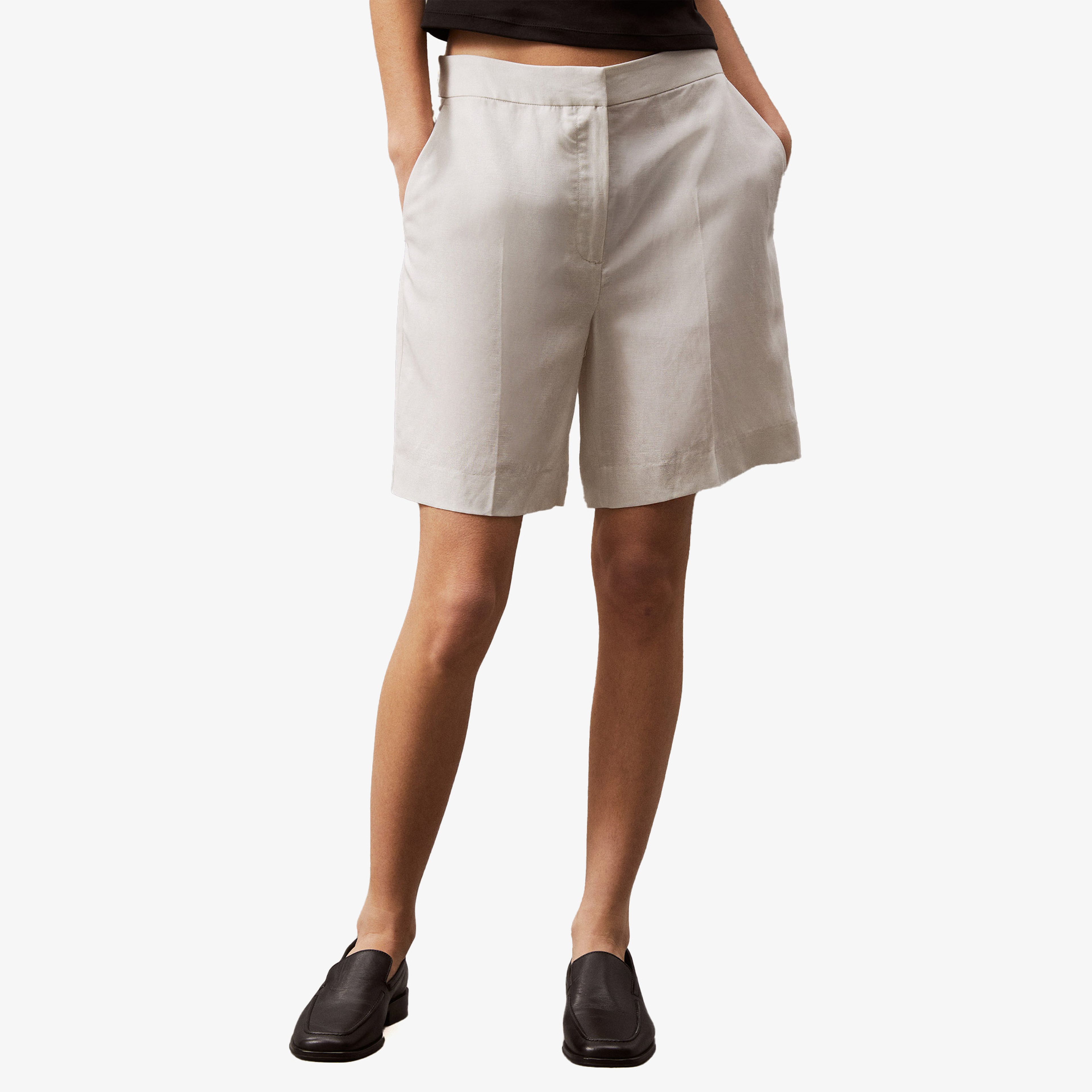 Calvin Klein Tencel Linen Kadın Bej Şort