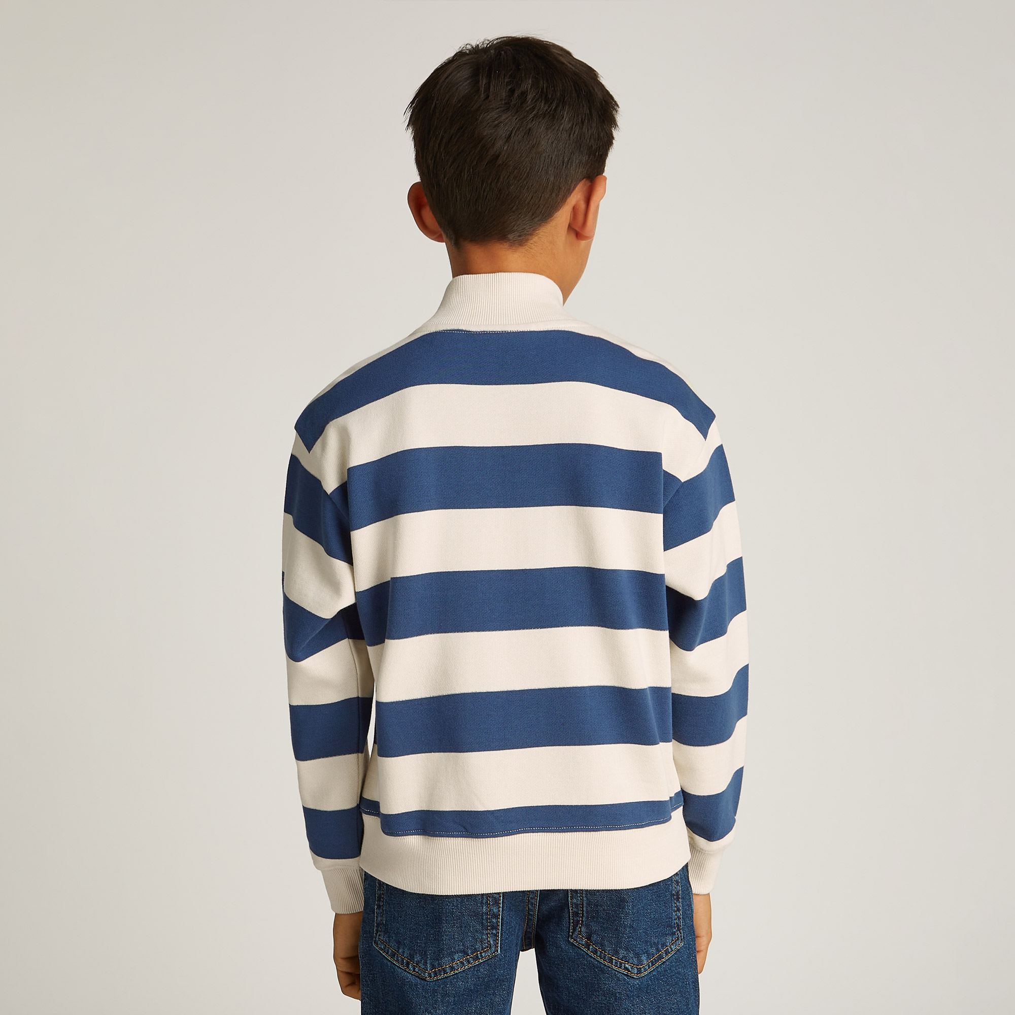 Calvin Klein Yarım Fermuarlı Çocuk Mavi Sweatshirt