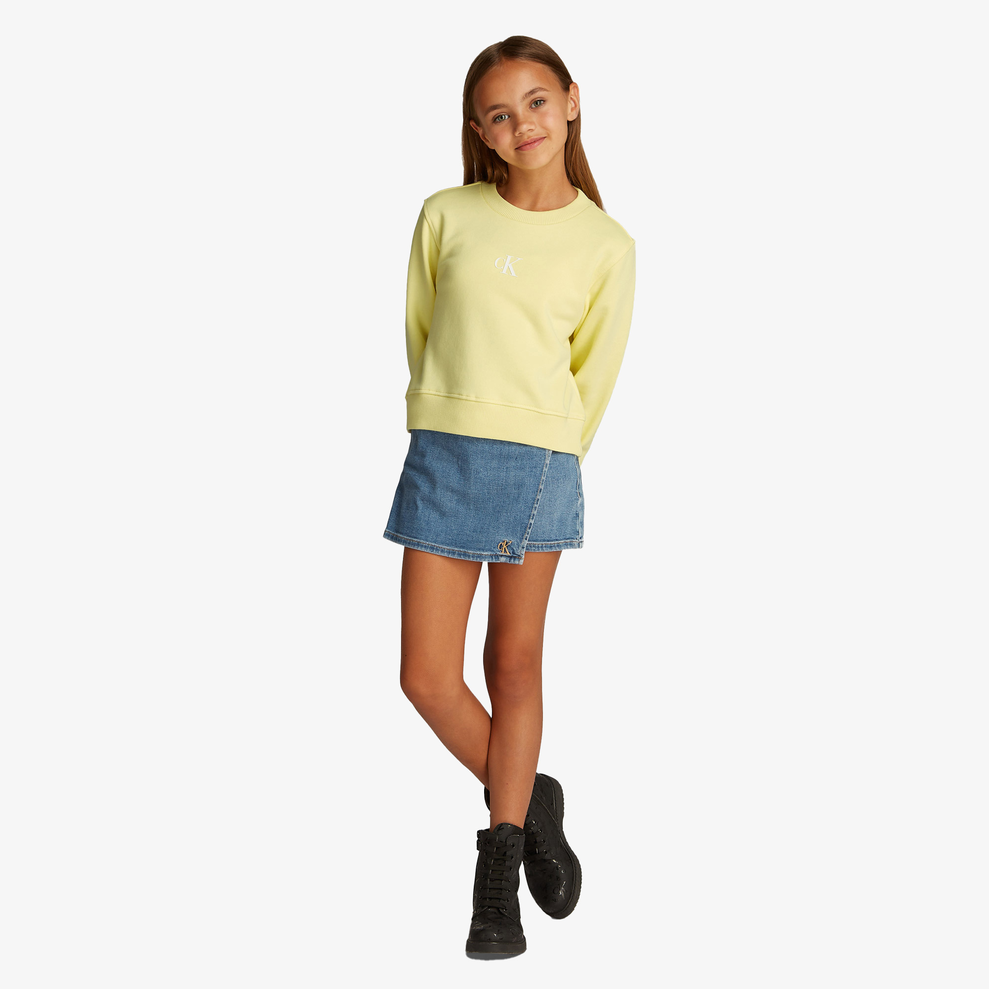 Calvin Klein Logo Çocuk Sarı Sweatshirt