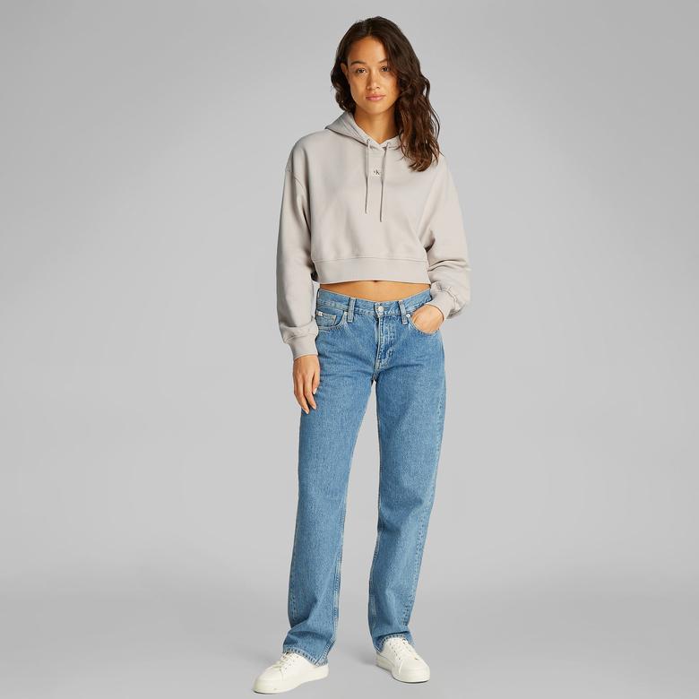 Calvin Klein Woven Label Kadın Bej Sweatshirt