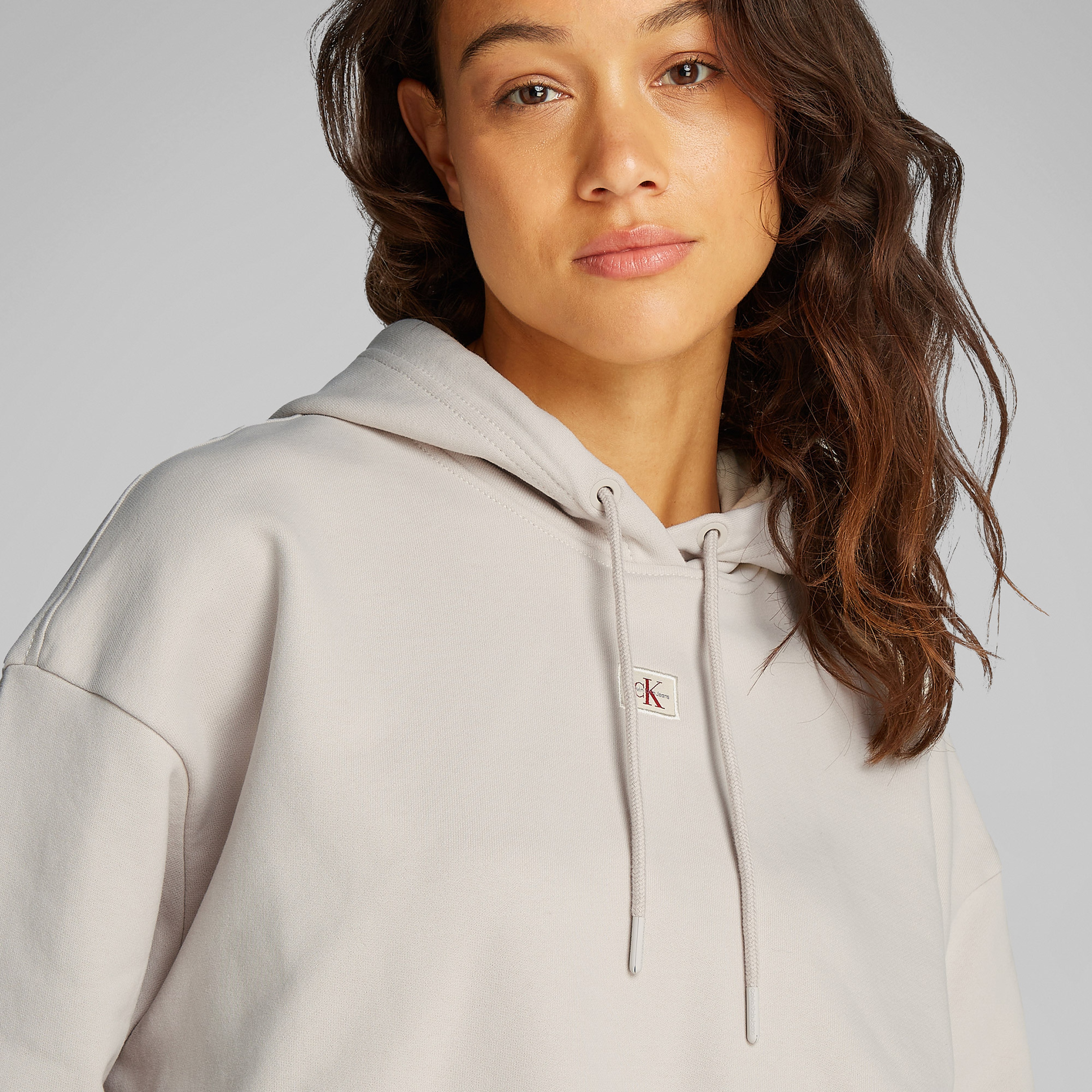 Calvin Klein Woven Label Kadın Bej Sweatshirt