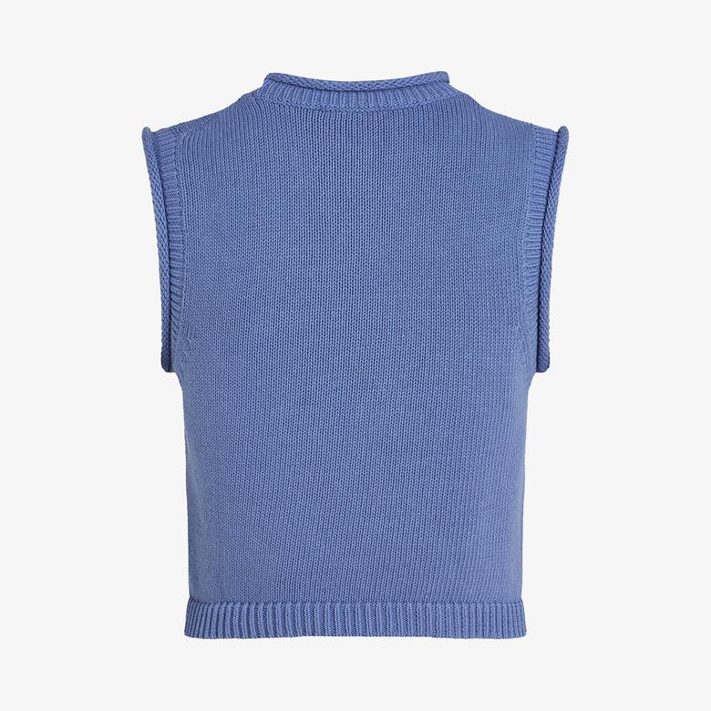 Calvin Klein Linen Blend Loose Sweater Top Kadın Mavi Triko