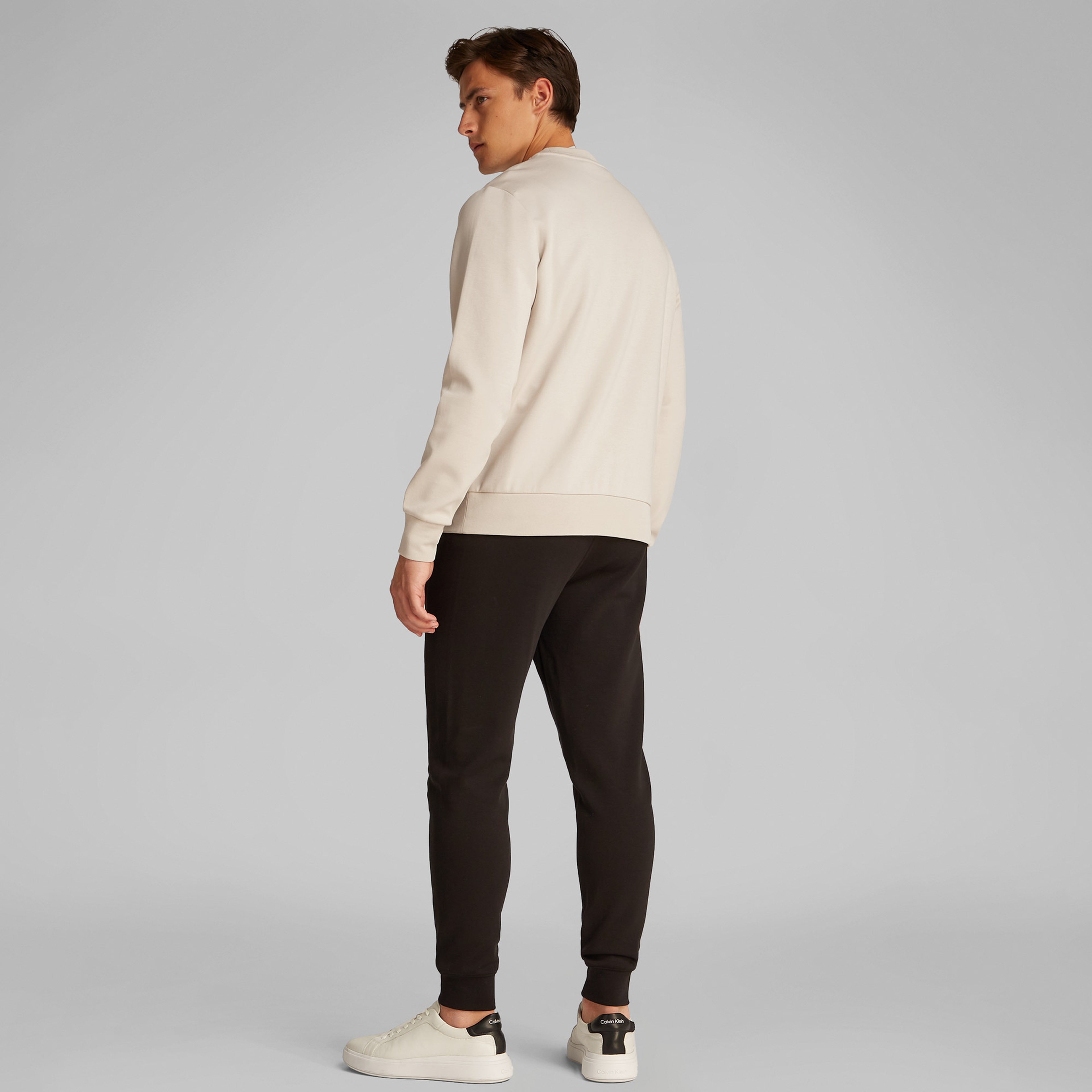 Calvin Klein Micro Logo Repreve Erkek Bej Sweatshirt