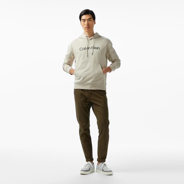 Calvin Klein Hero Logo Comfort Erkek Bej Sweatshirt