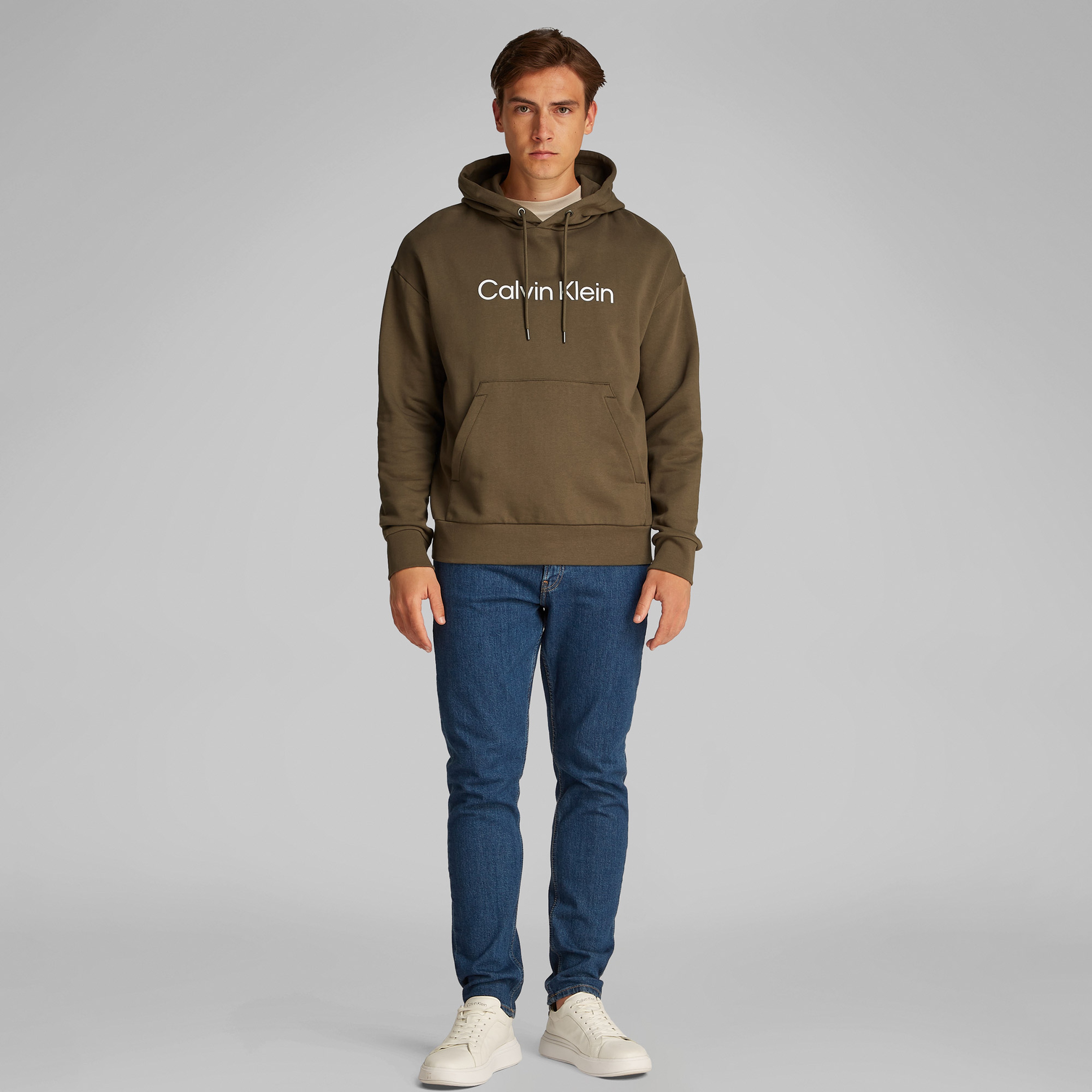 Calvin Klein Hero Logo Comfort Erkek Haki Sweatshirt