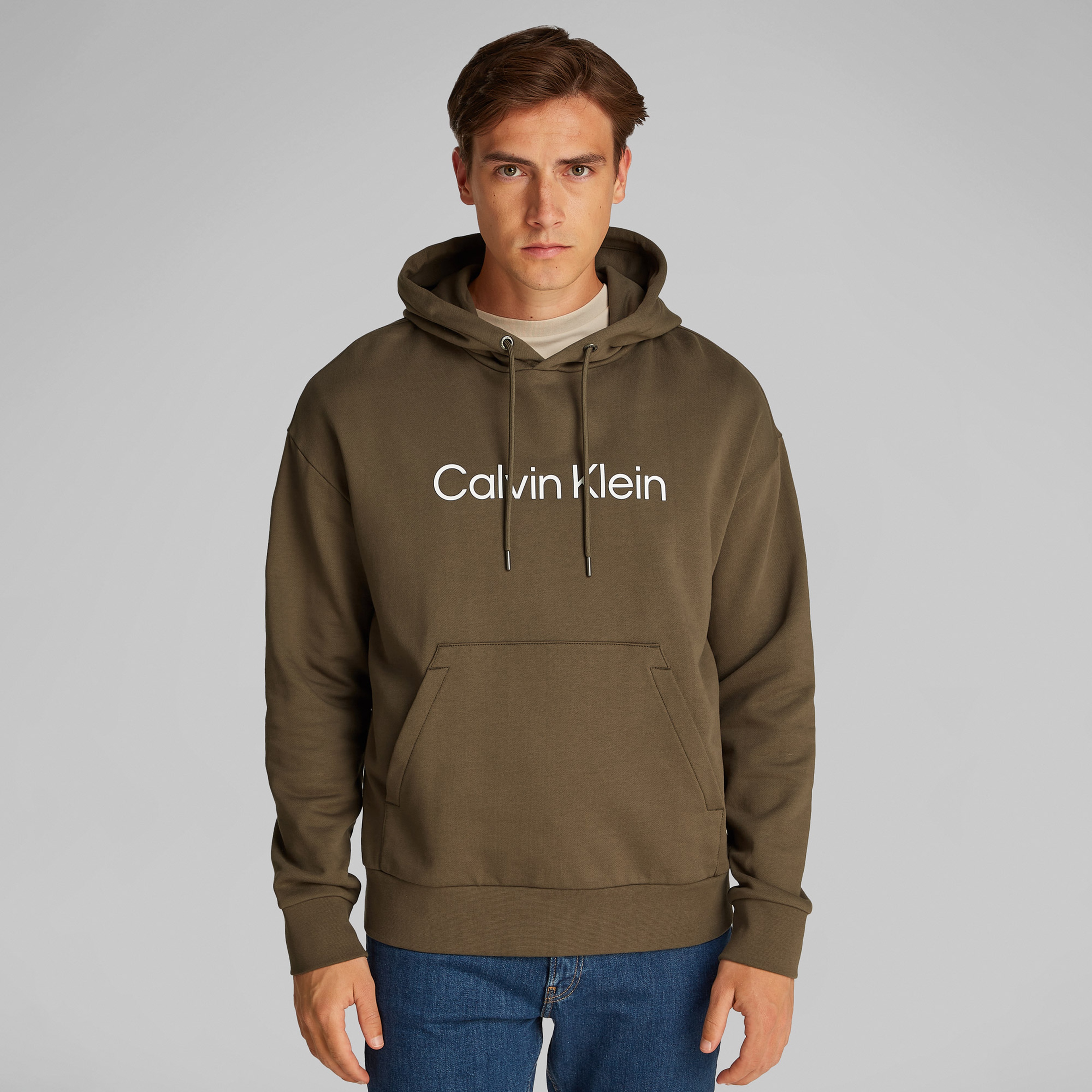 Calvin Klein Hero Logo Comfort Erkek Haki Sweatshirt