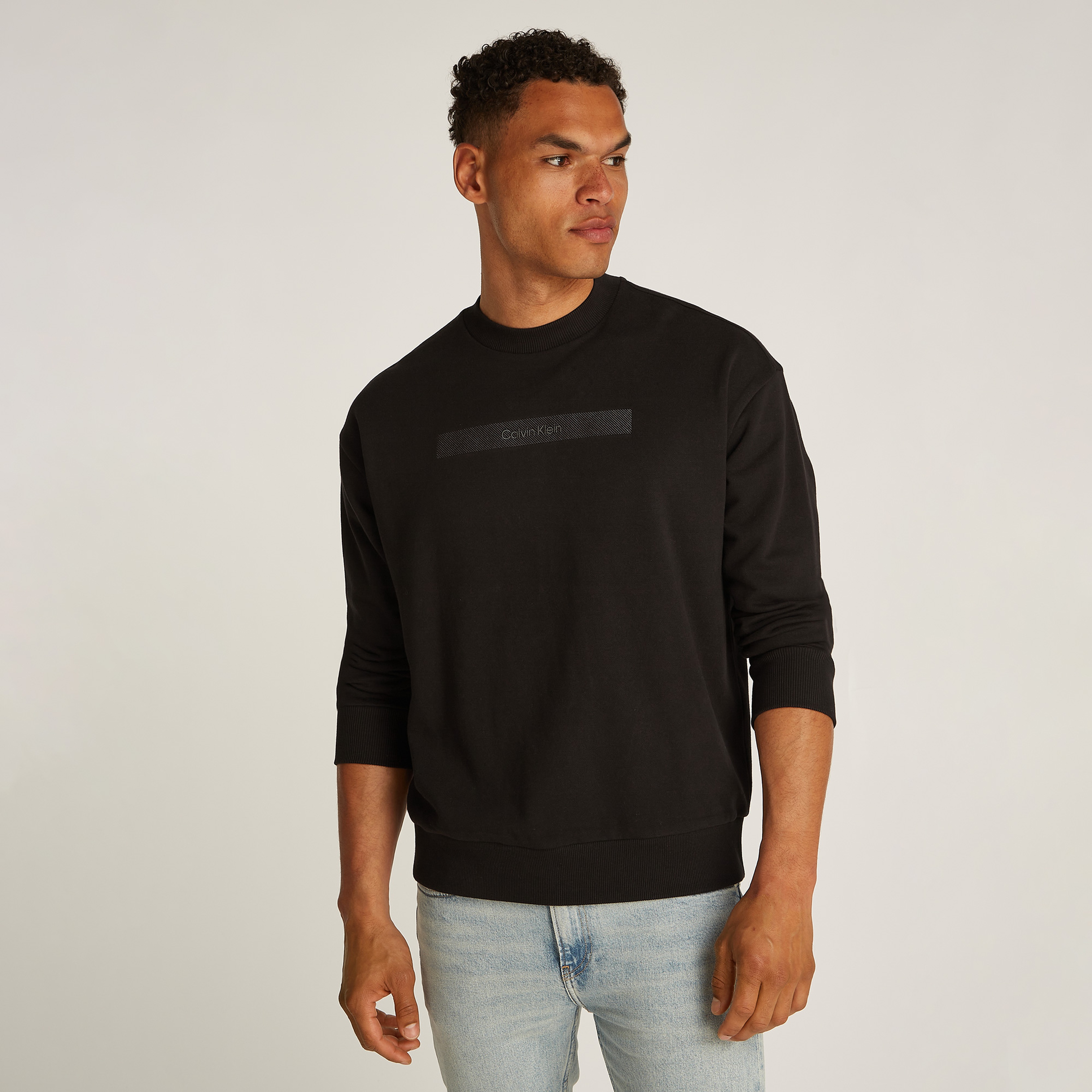 Calvin Klein Structured Embroidery Erkek Siyah Sweatshirt