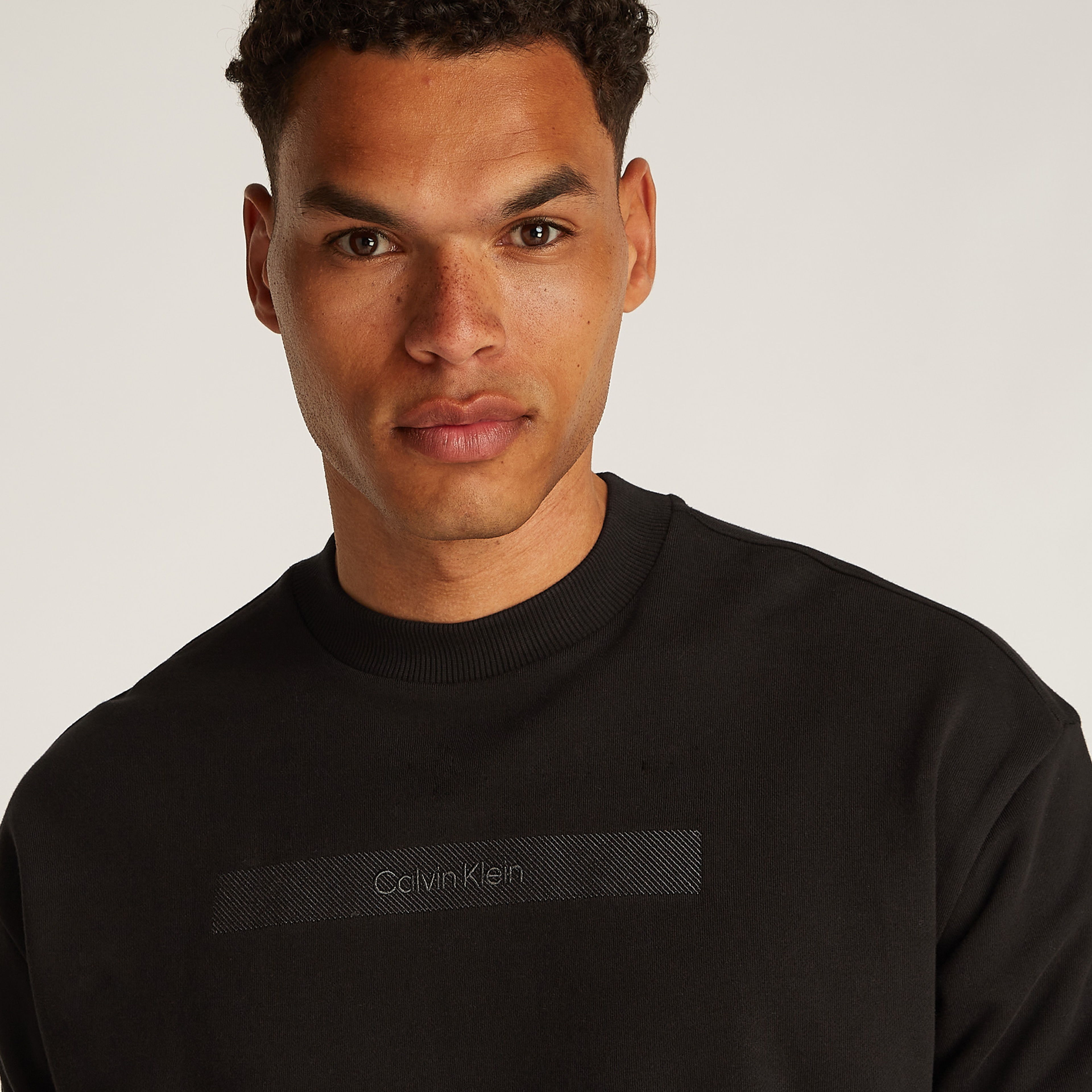 Calvin Klein Structured Embroidery Erkek Siyah Sweatshirt