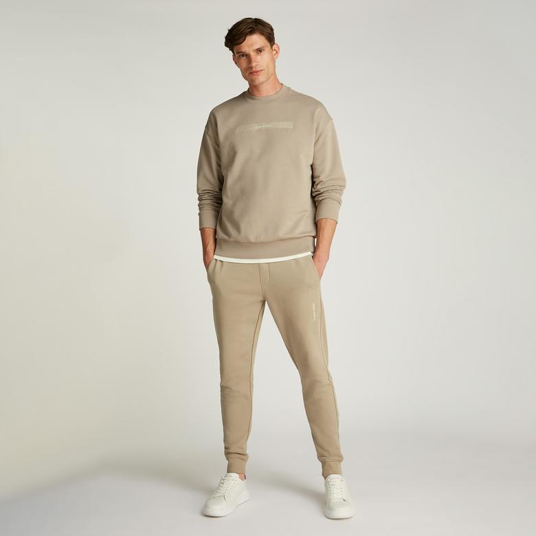 Calvin Klein Structured Embroidery Erkek Bej Sweatshirt