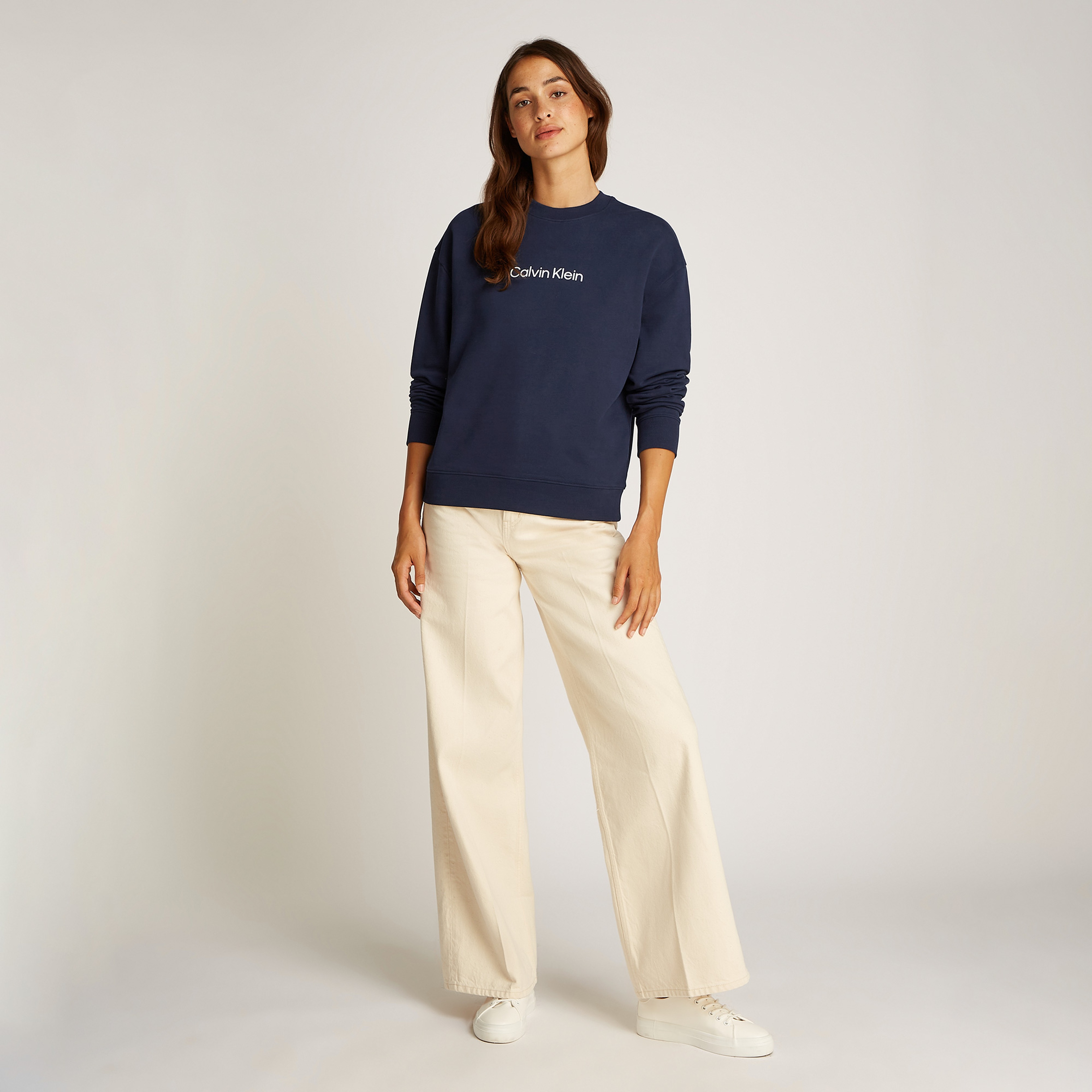 Calvin Klein Hero Logo Kadın Mavi Sweatshirt