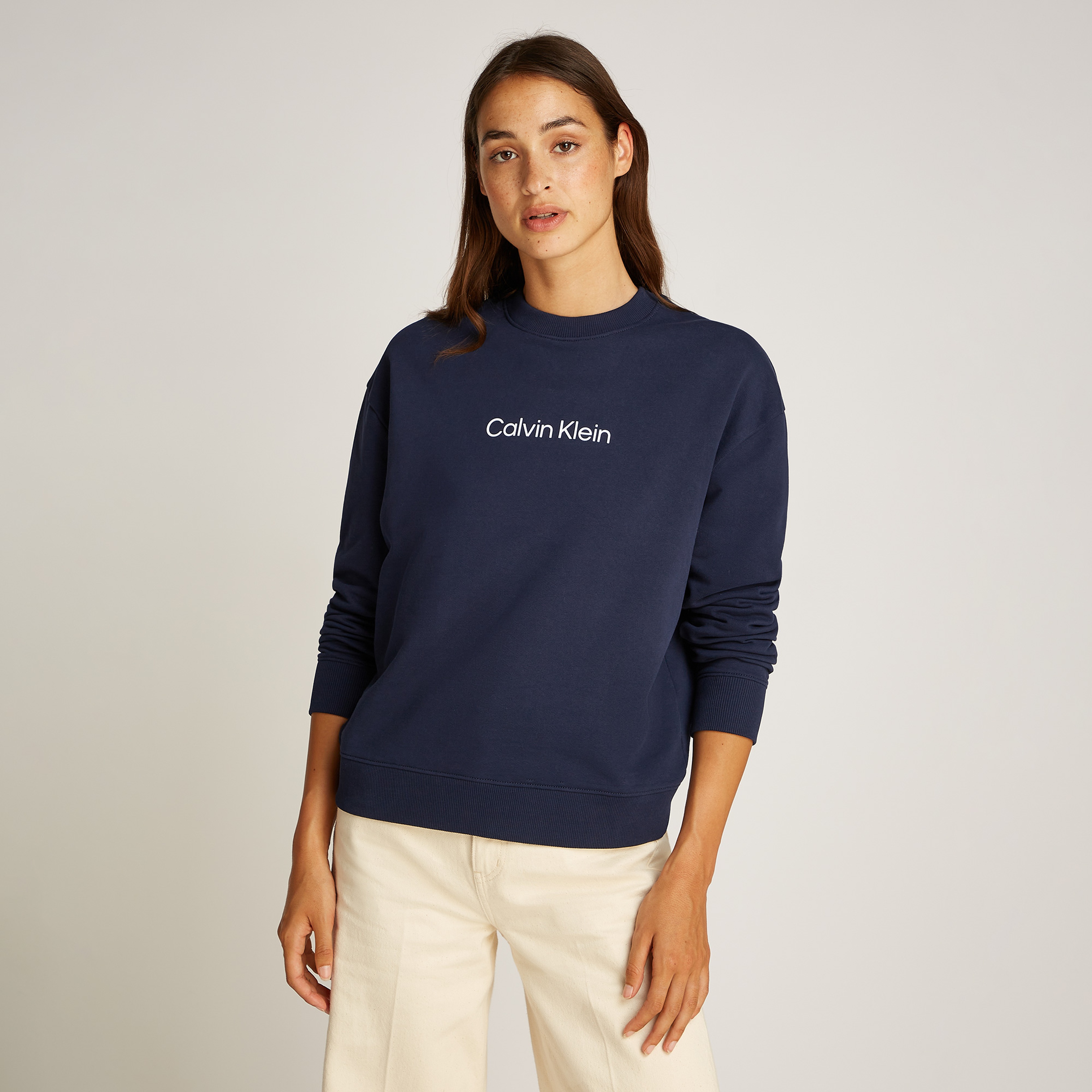 Calvin Klein Hero Logo Kadın Mavi Sweatshirt