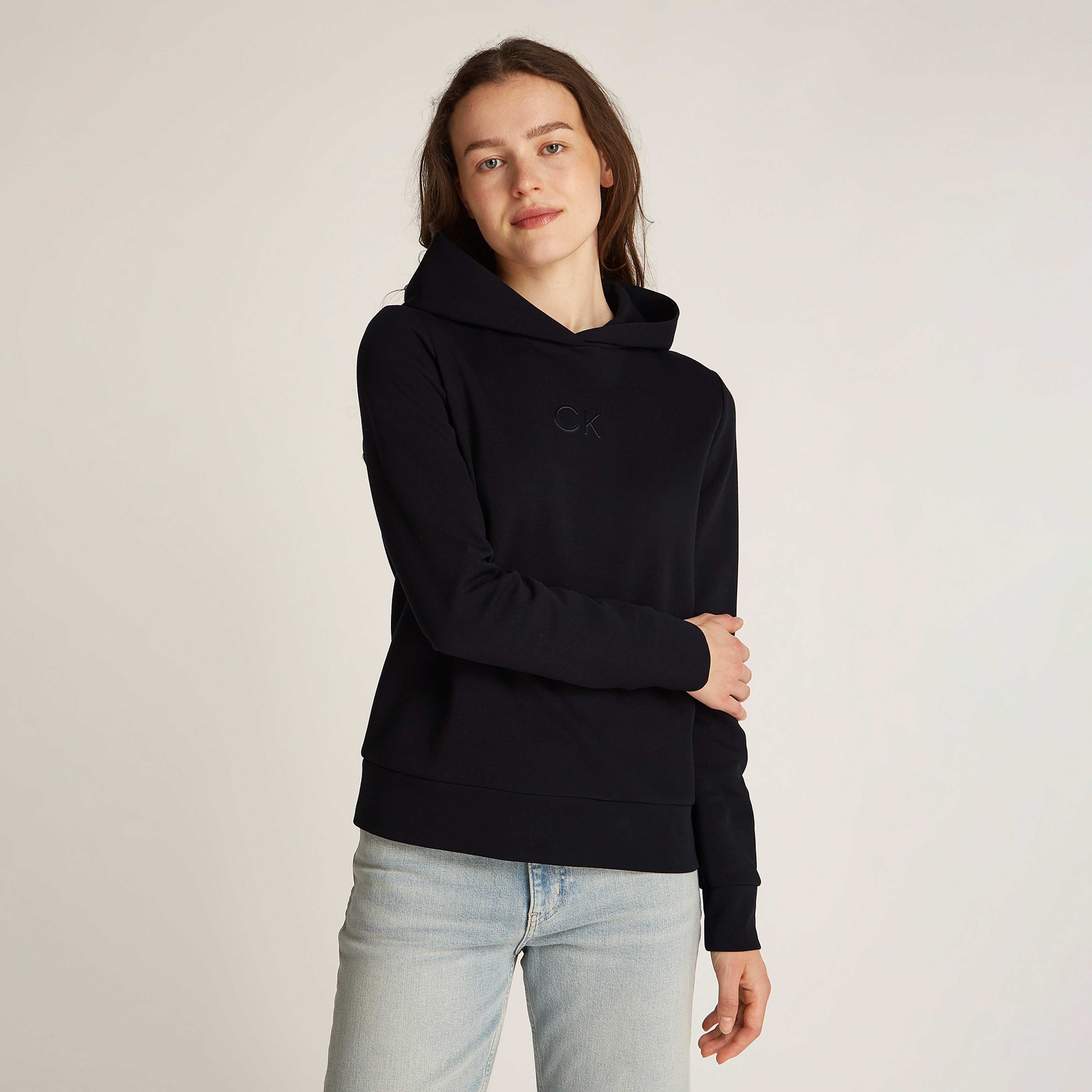 Calvin Klein Satin Regular Kadın Siyah Sweatshirt