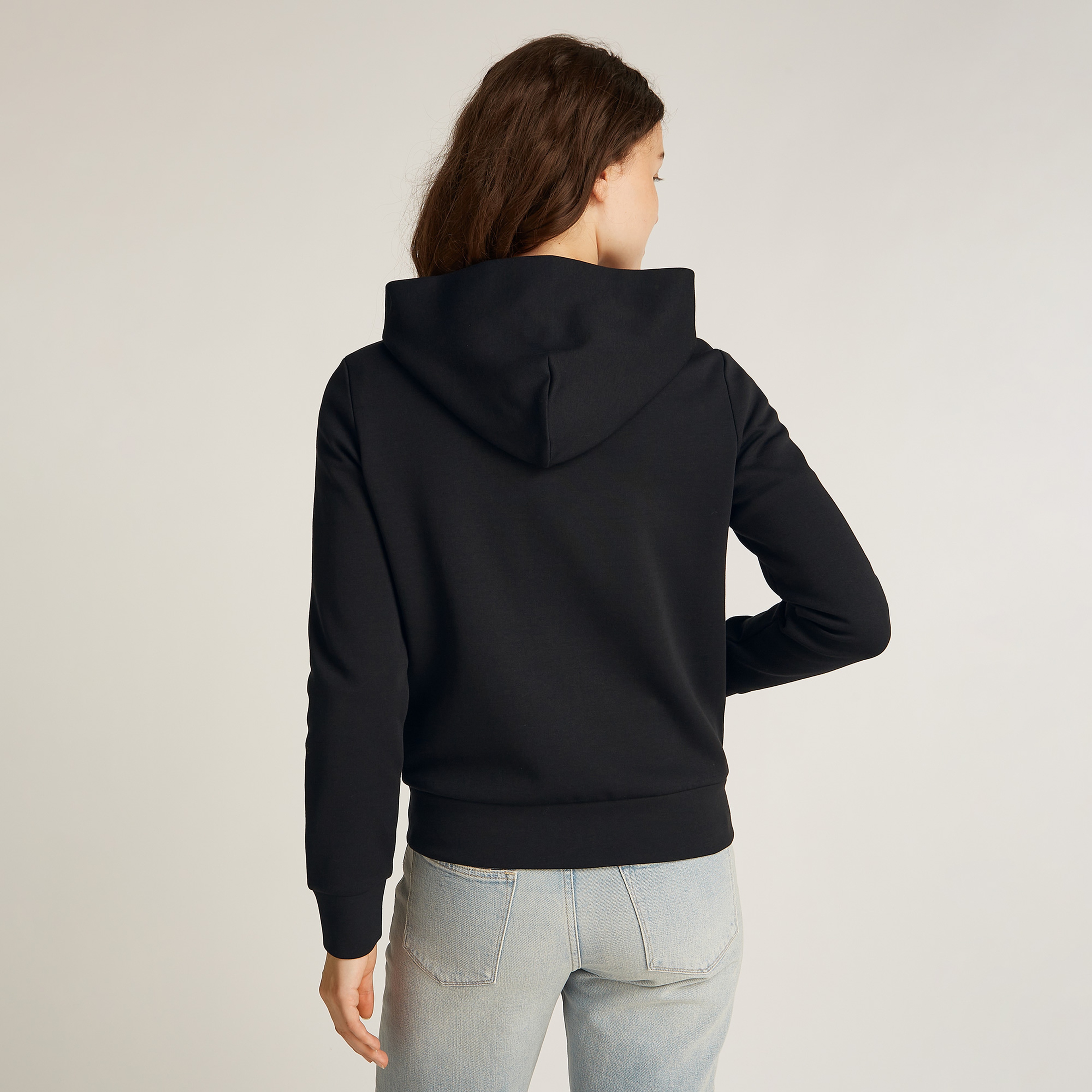 Calvin Klein Satin Regular Zip Kadın Siyah Sweatshirt