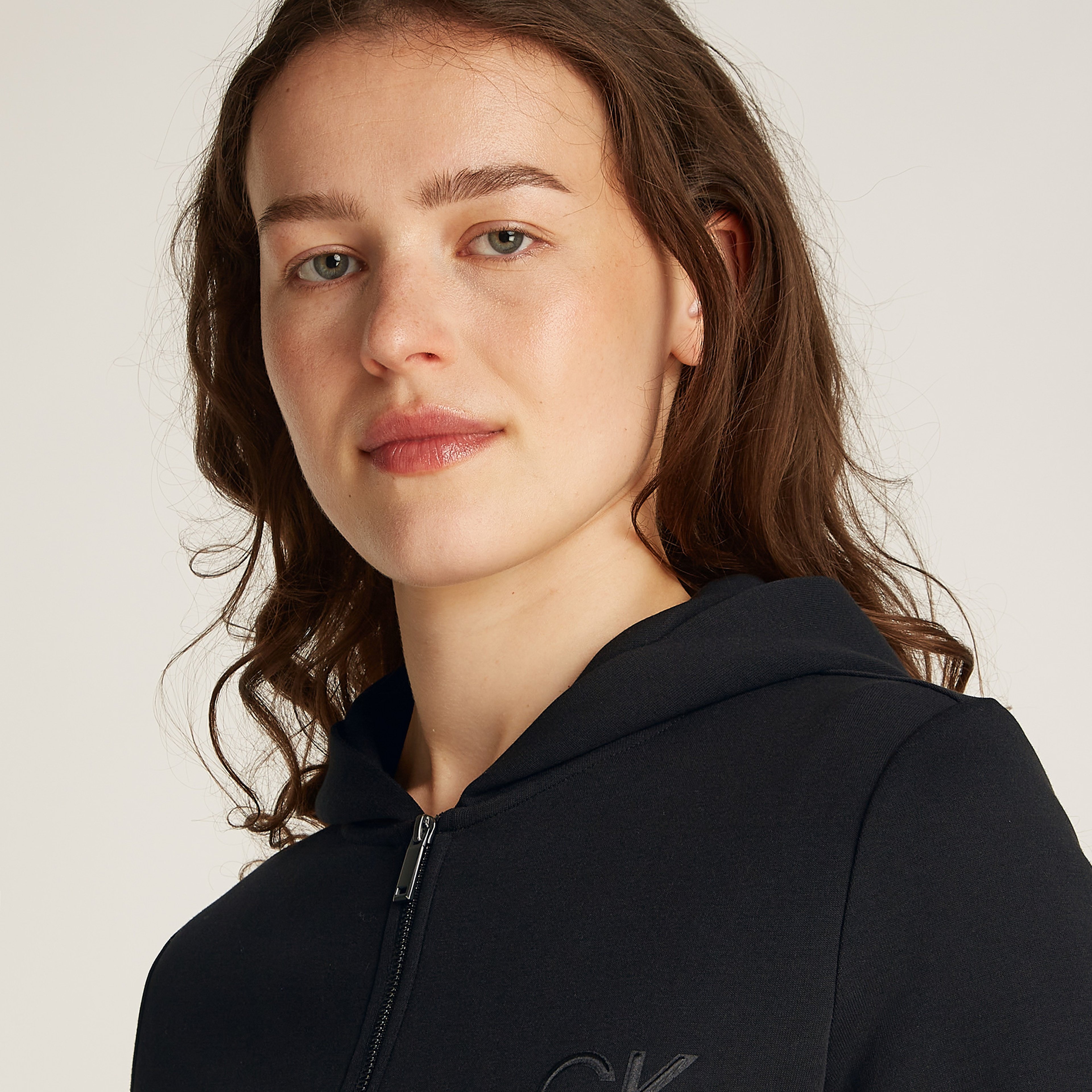 Calvin Klein Satin Regular Zip Kadın Siyah Sweatshirt