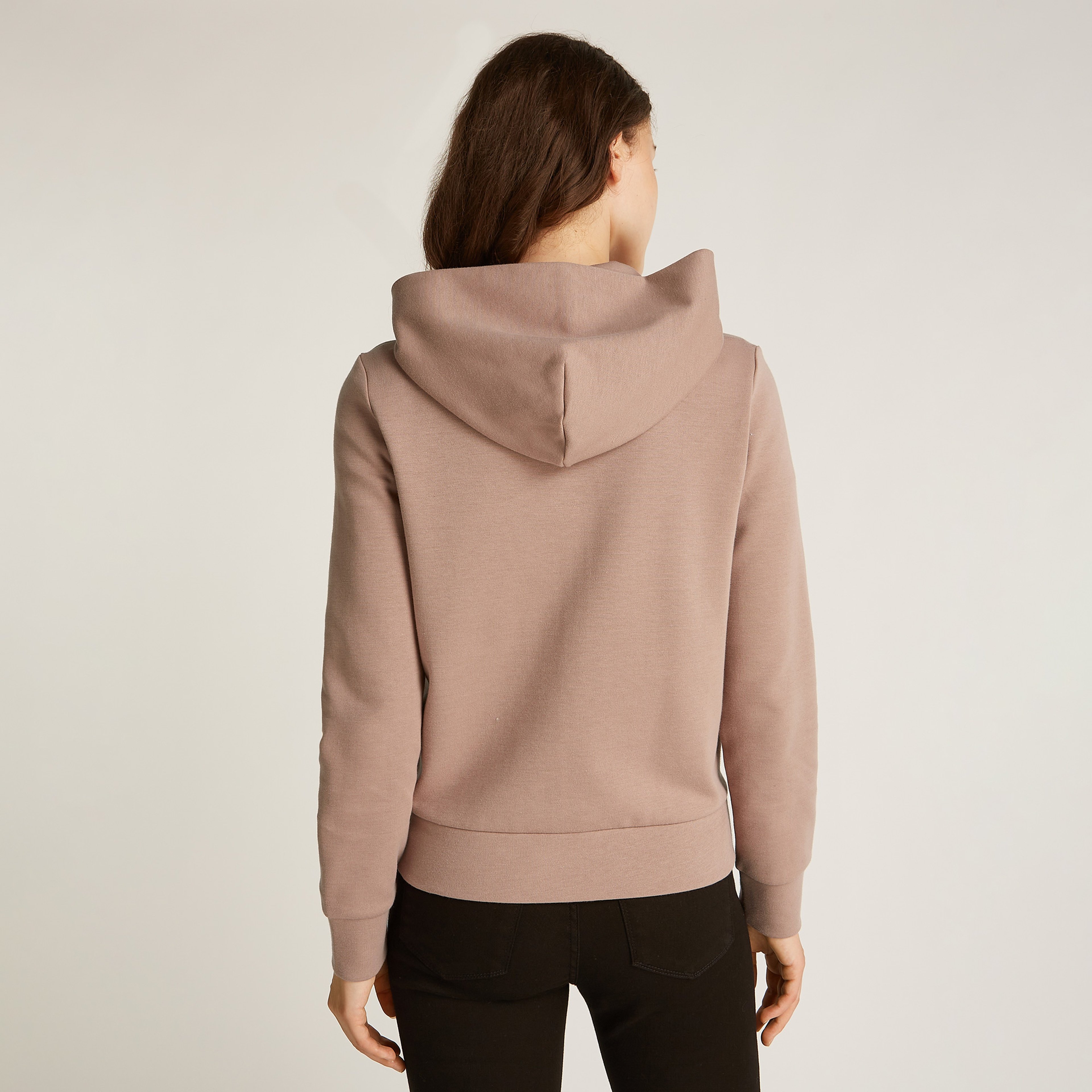 Calvin Klein Satin Regular Zip Kadın Kahverengi Sweatshirt