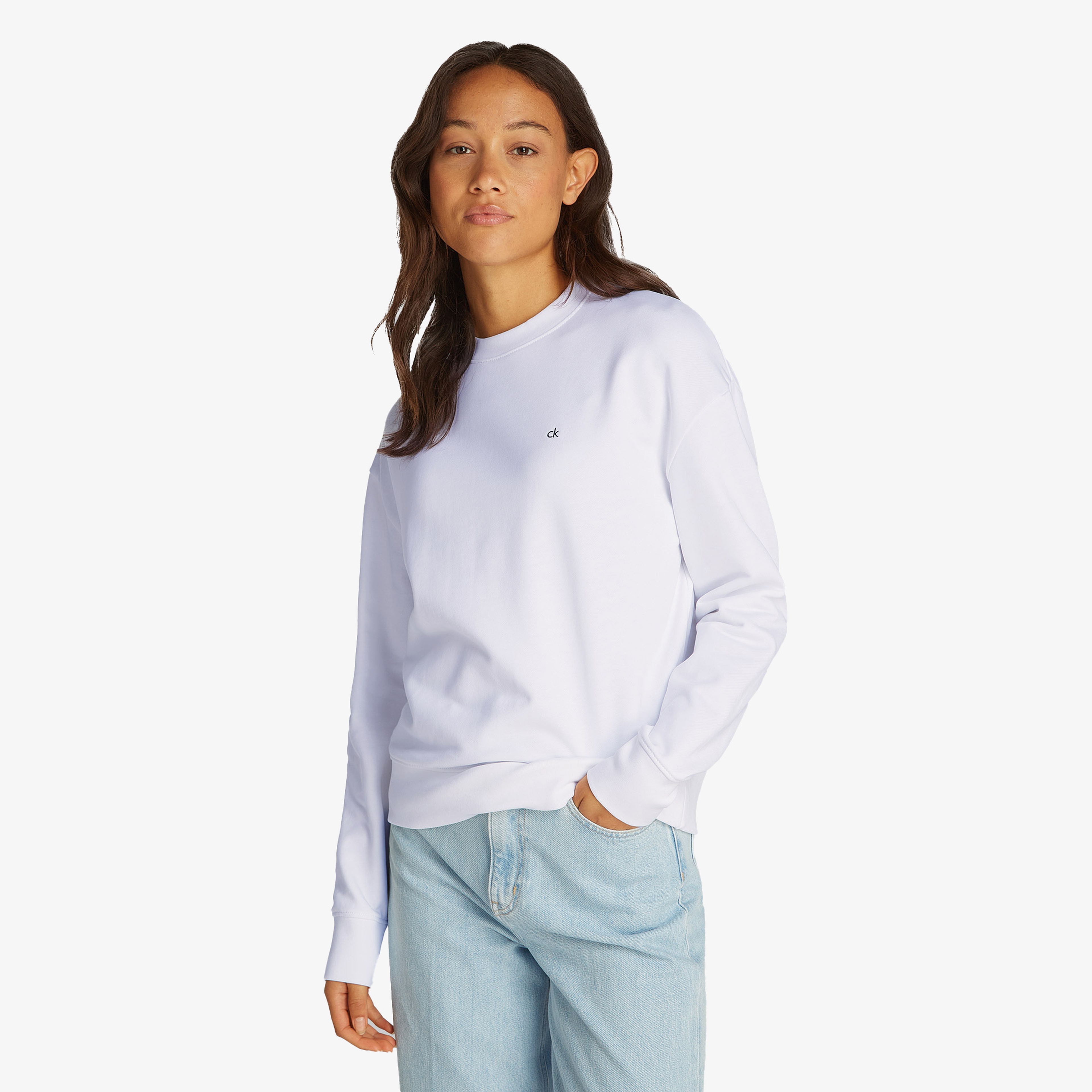 Calvin Klein Regular Kadın Beyaz Sweatshirt