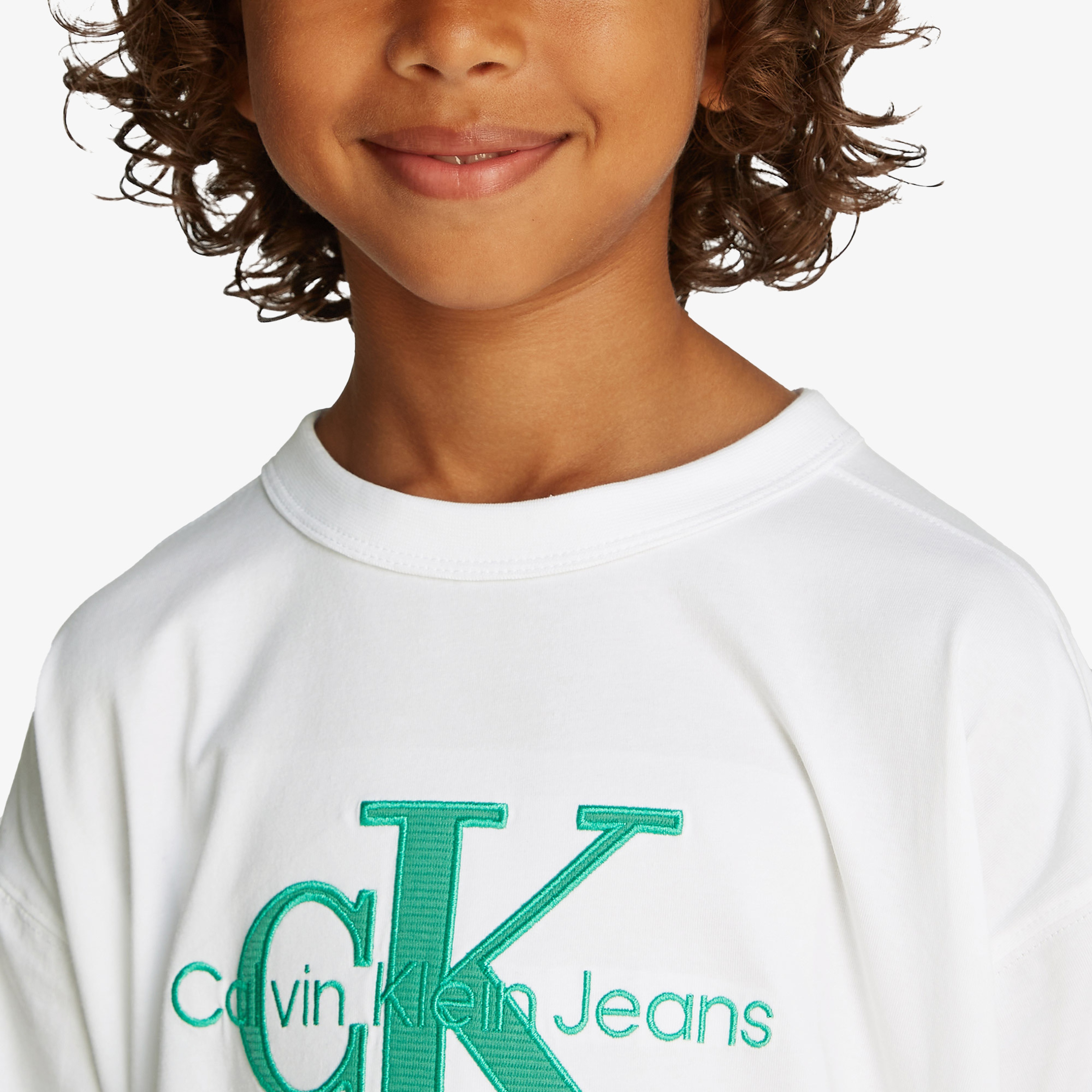 Calvin Klein Ottoman Applique Mono Çocuk Beyaz T-Shirt