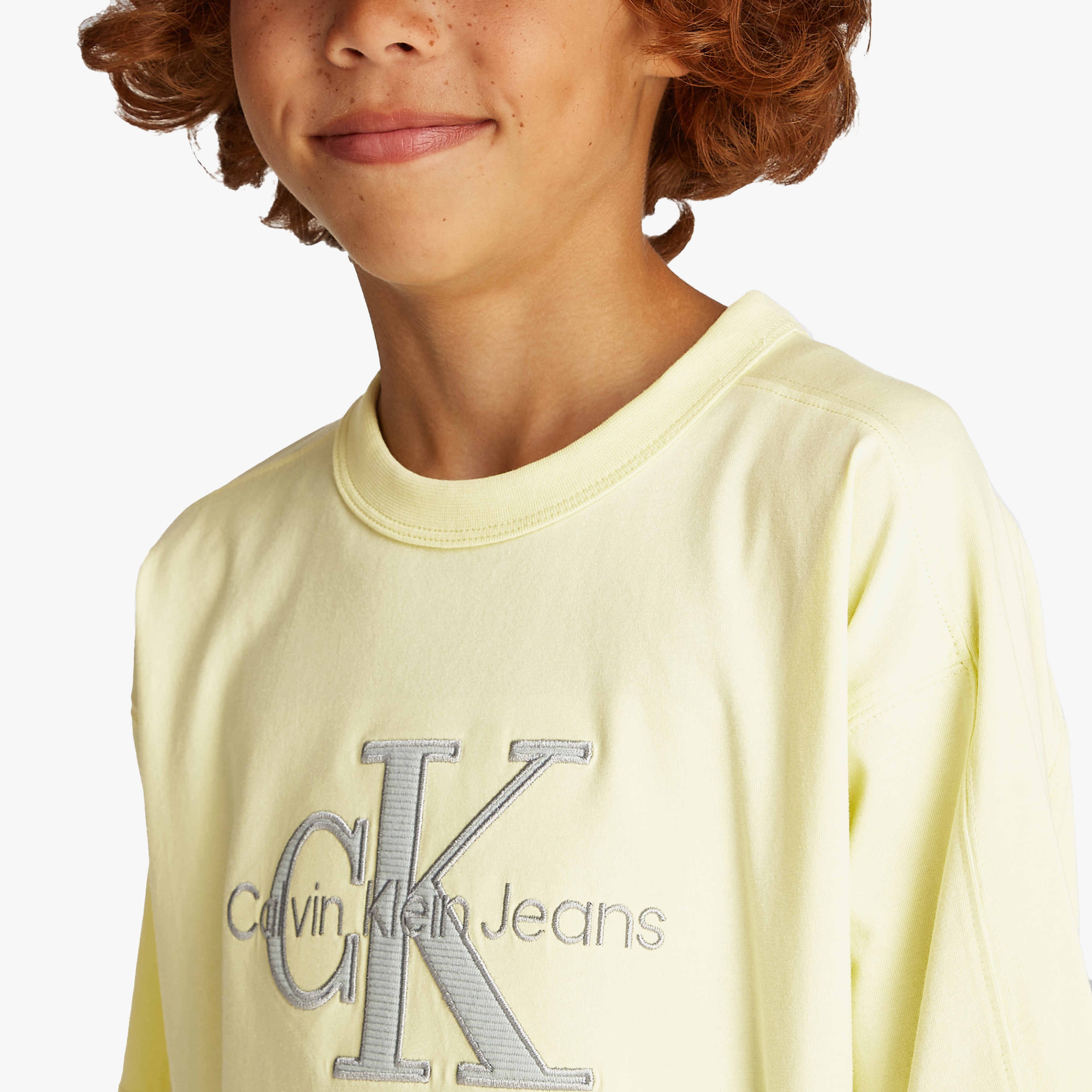 Calvin Klein Ottoman Applique Mono Çocuk Sarı T-Shirt