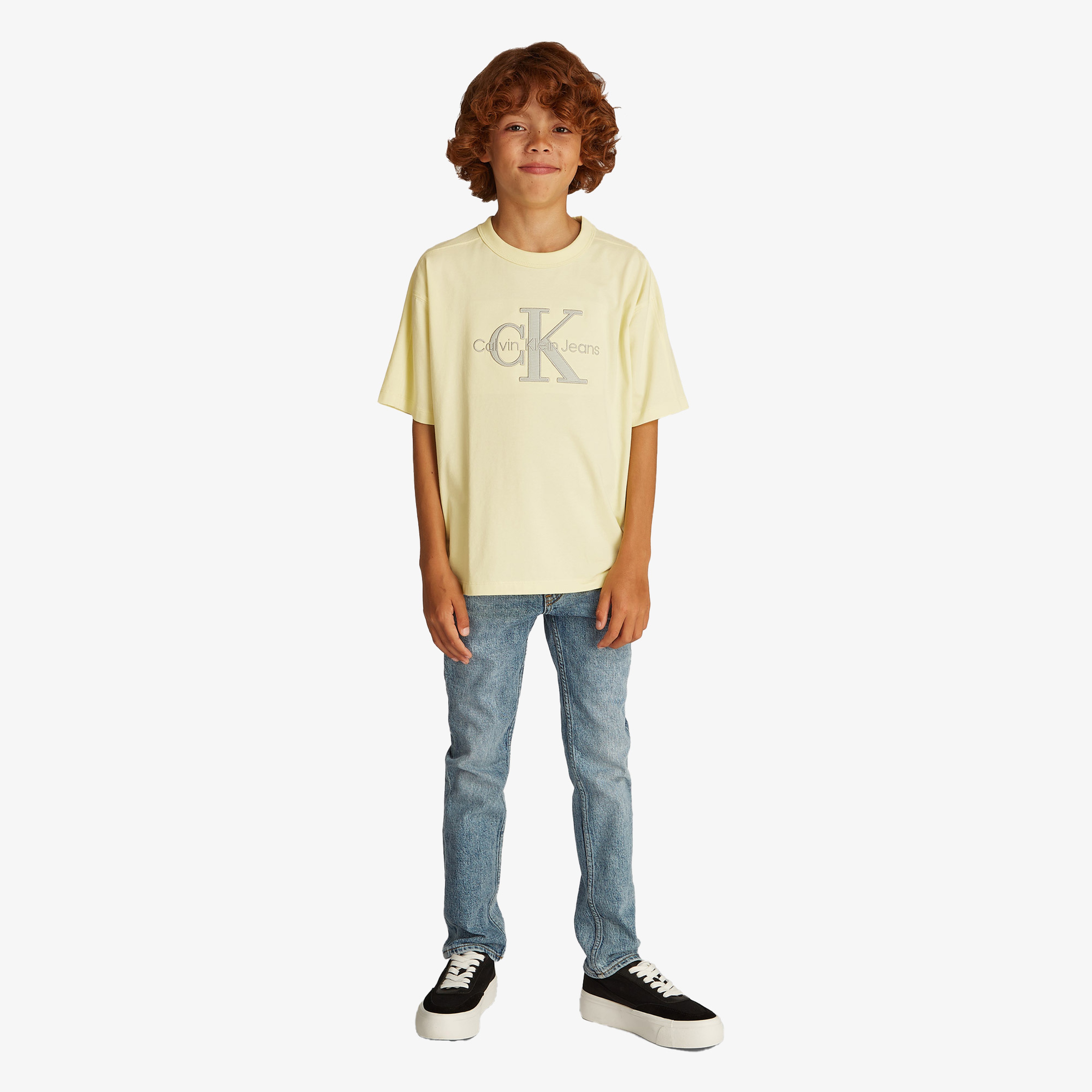 Calvin Klein Ottoman Applique Mono Çocuk Sarı T-Shirt