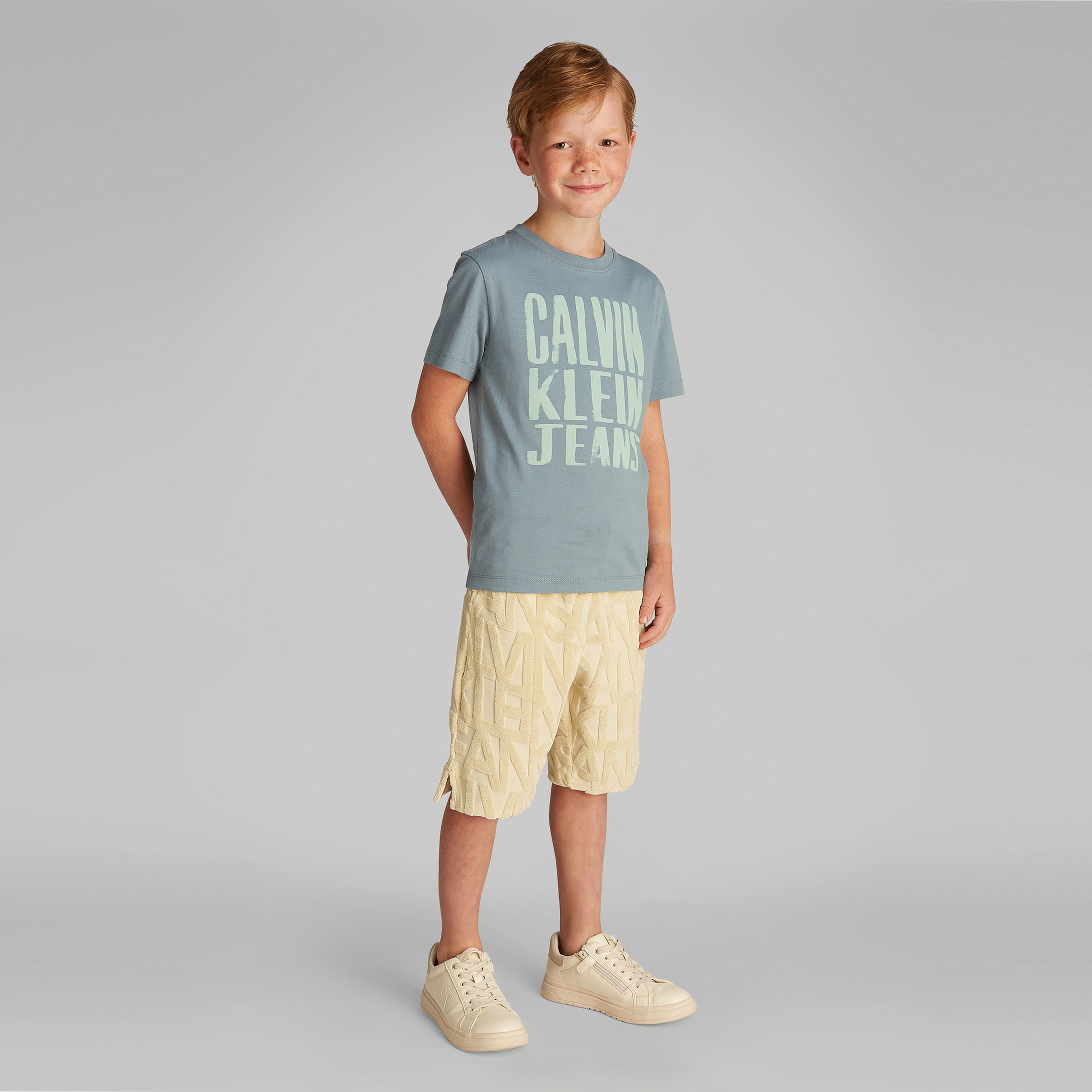 Calvin Klein Slogan Graphic Çocuk Mavi T-Shirt