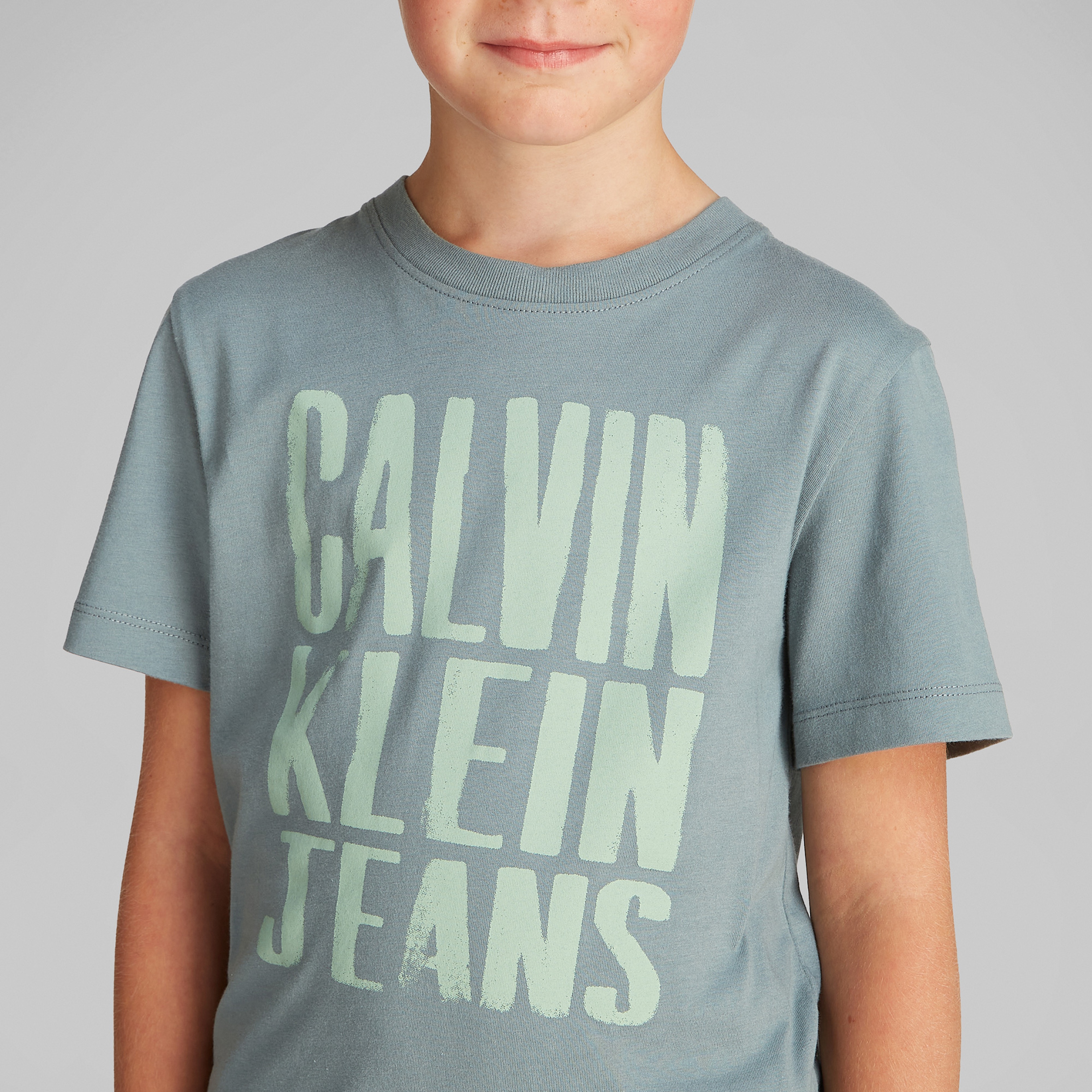 Calvin Klein Slogan Graphic Çocuk Mavi T-Shirt