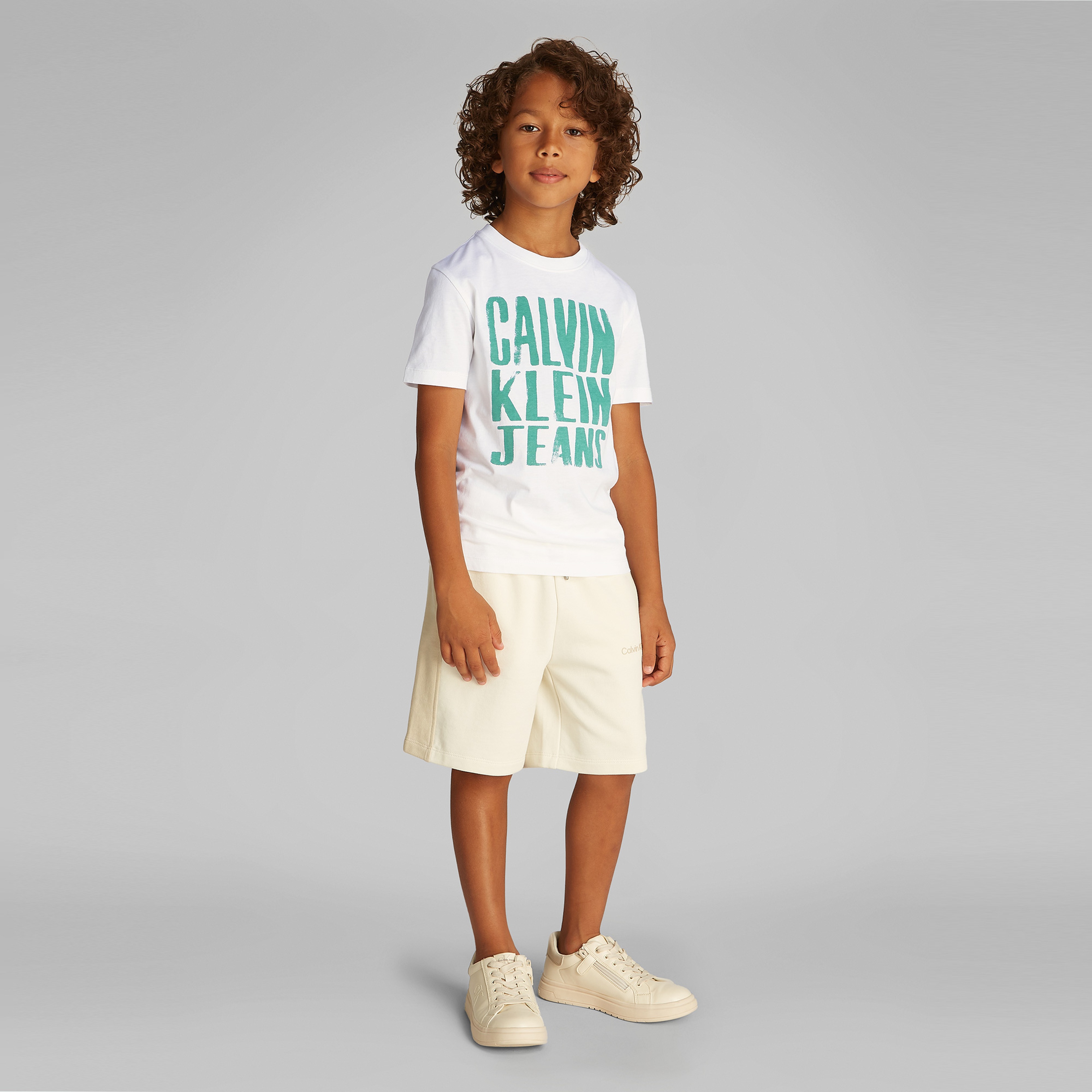 Calvin Klein Slogan Graphic Çocuk Beyaz T-Shirt
